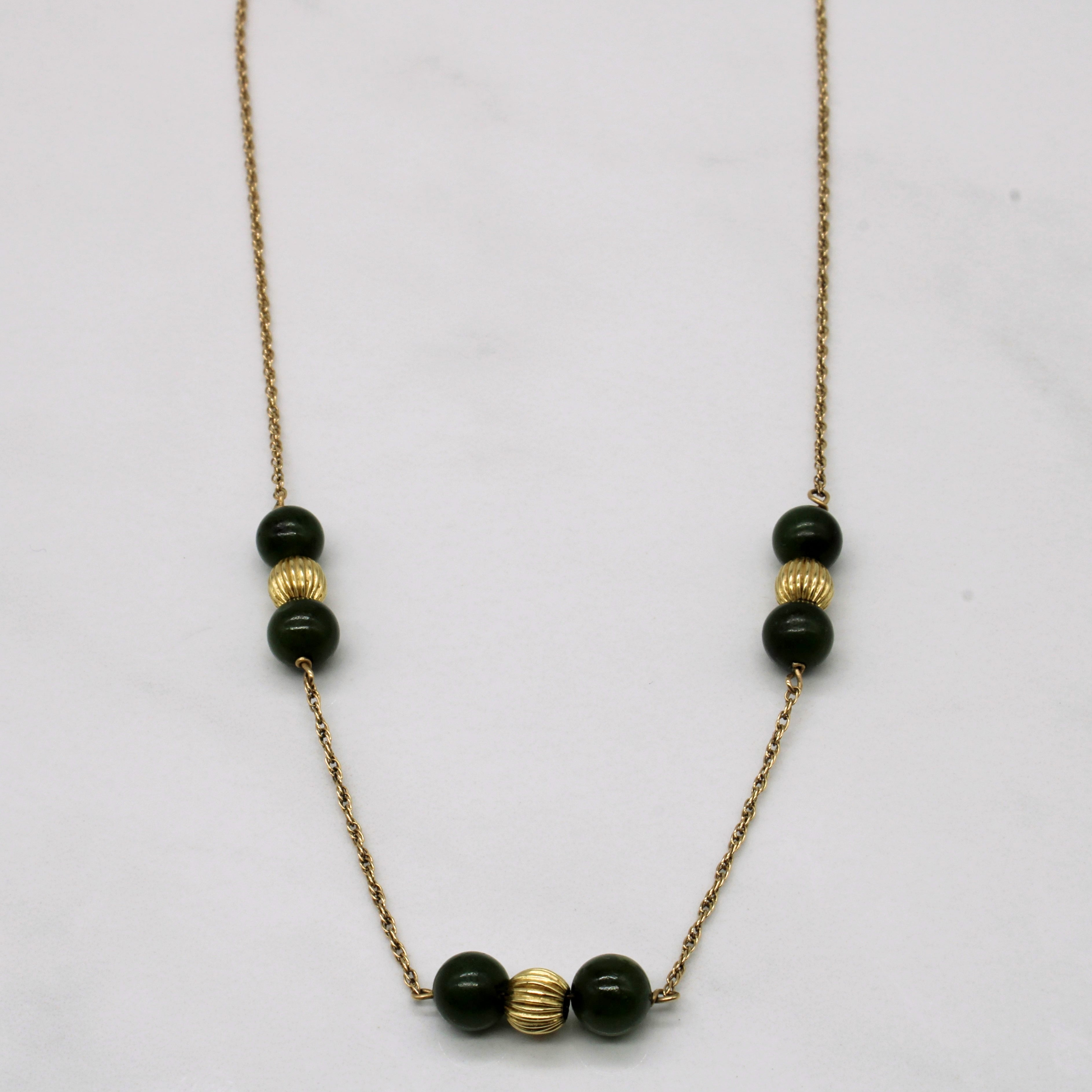 Nephrite Jade Bead Necklace | 6.00ctw | 15" |