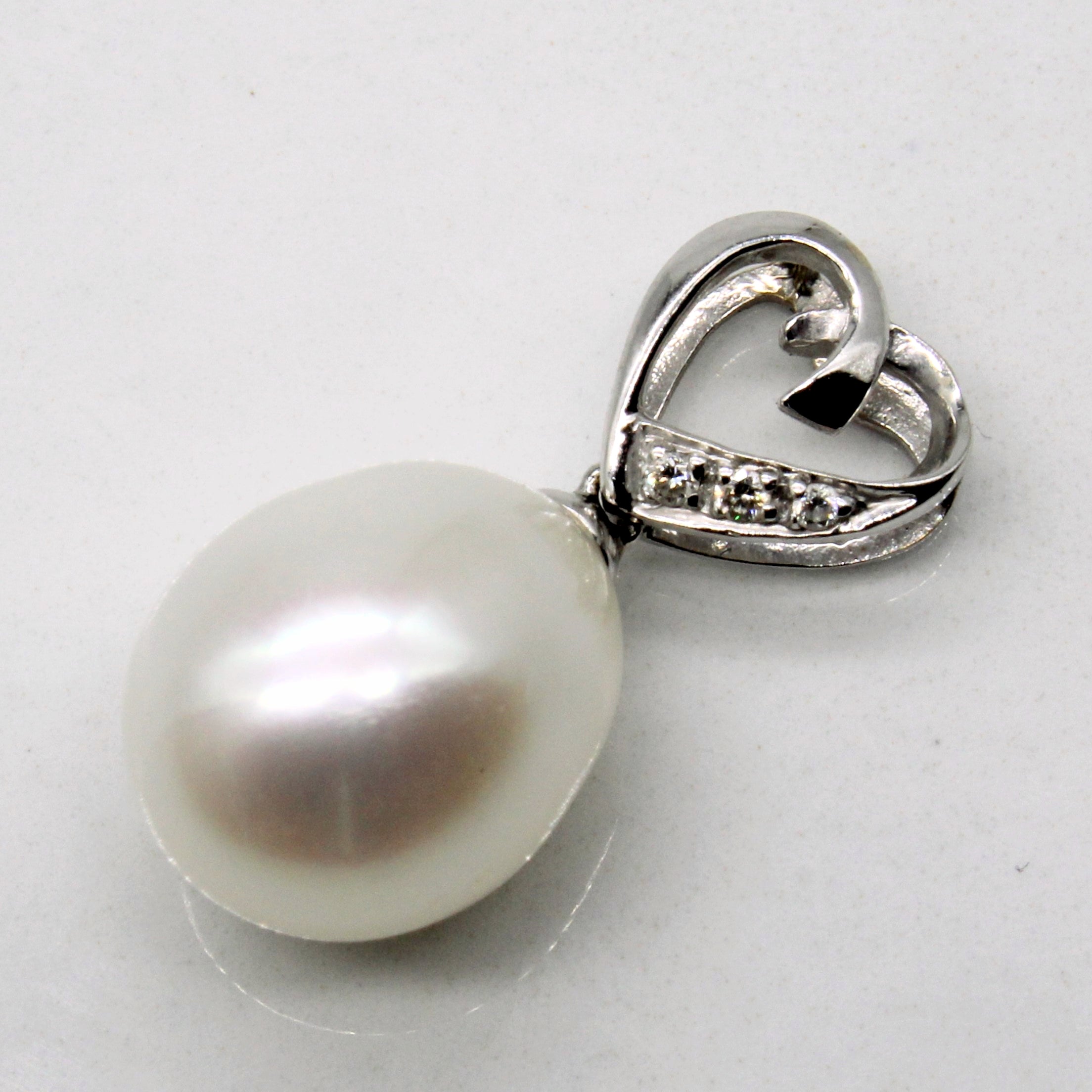 Pearl & Diamond Heart Pendant | 0.02ctw |