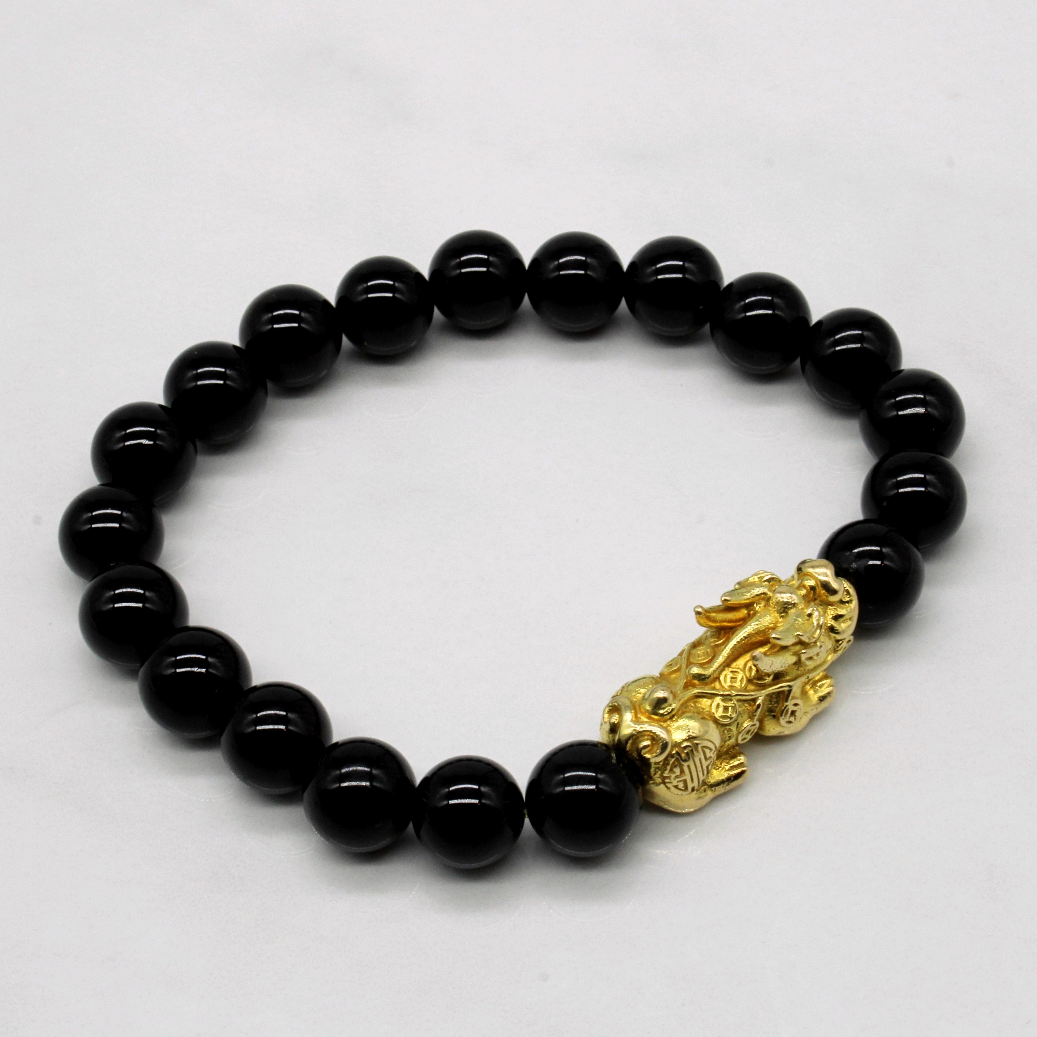 Black Onyx Bead Bracelet | 7" |