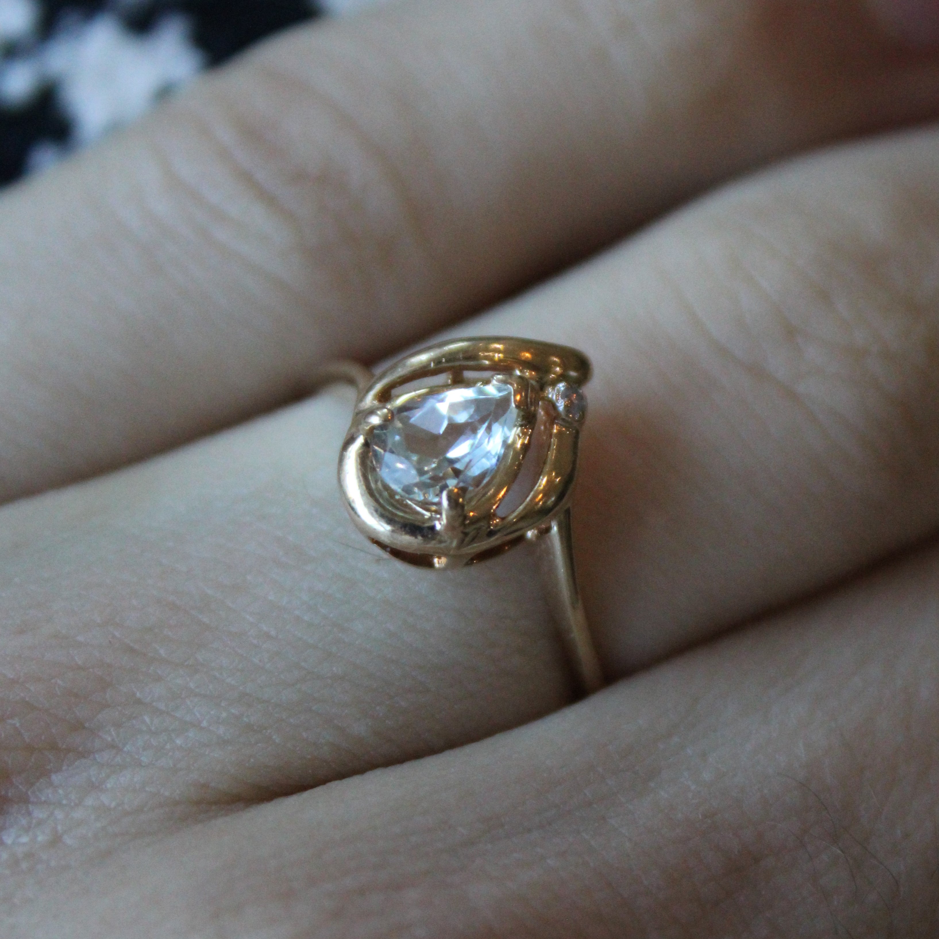 Synthetic Aquamarine & Diamond Ring | 0.70ct, 0.01ct | SZ 8.5 |