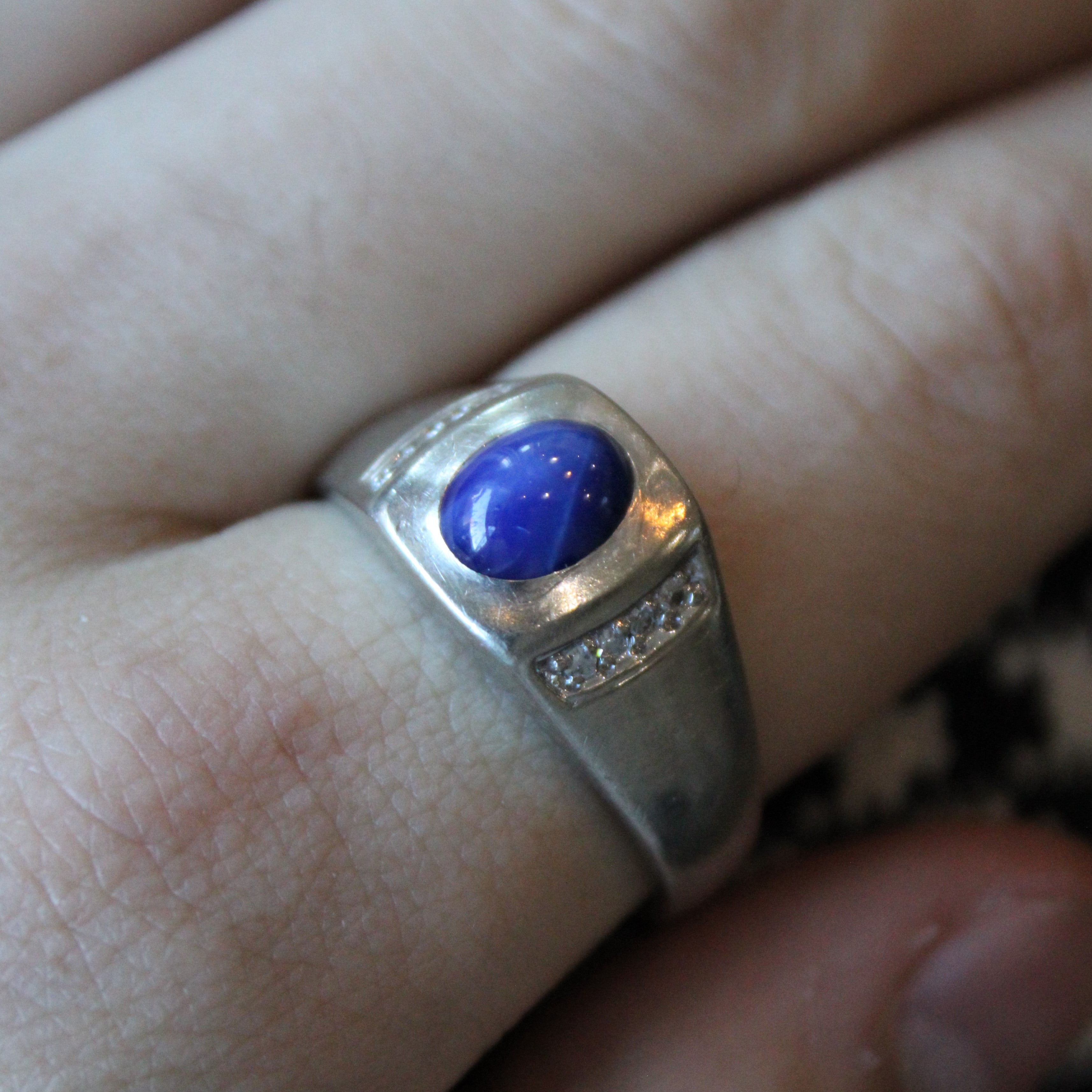 Synthetic Star Sapphire & Diamond Ring | 2.10ct, 0.08ctw | SZ 12.75 |