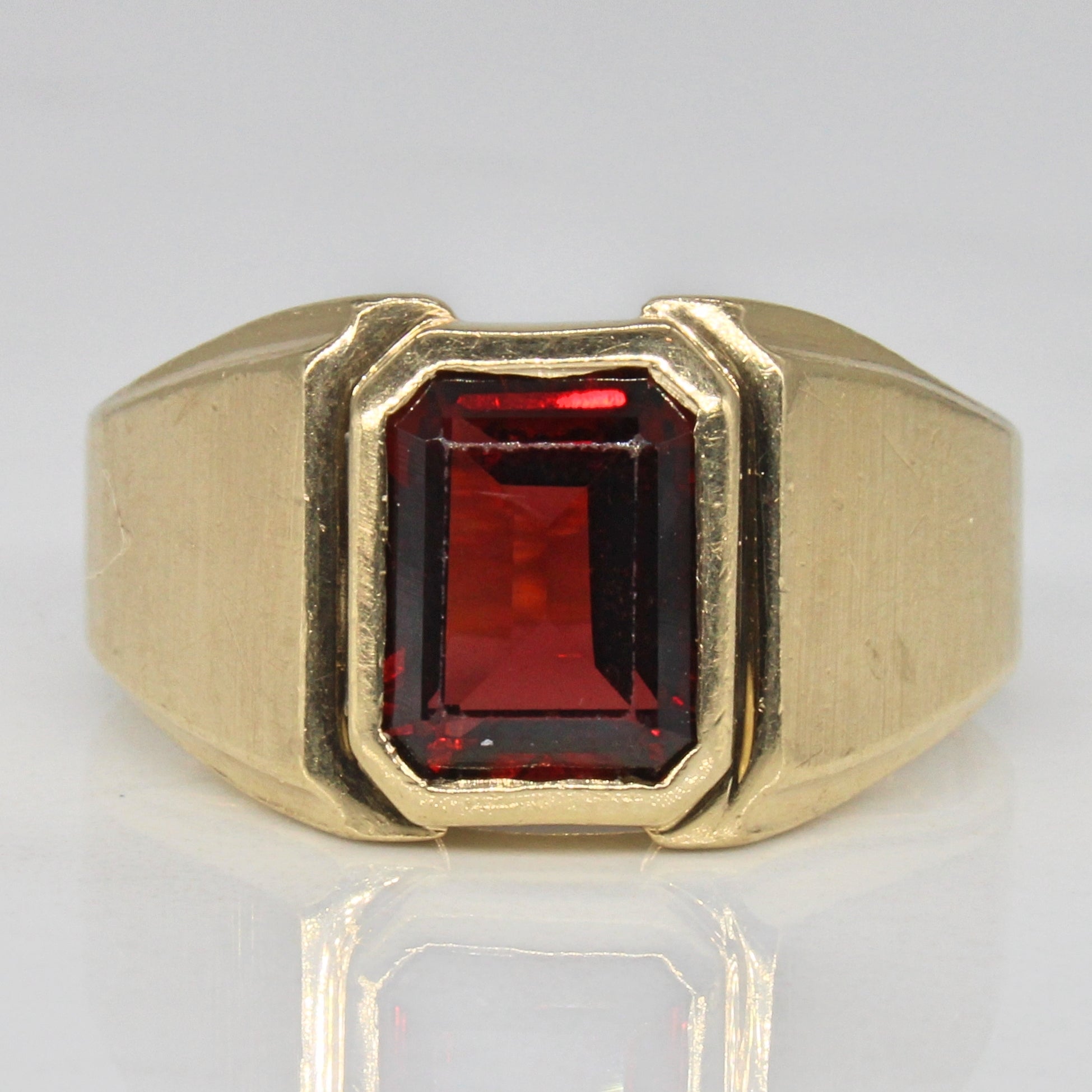 Wide Band Bezel Set Garnet Ring | 2.70ct | SZ 9.75 |