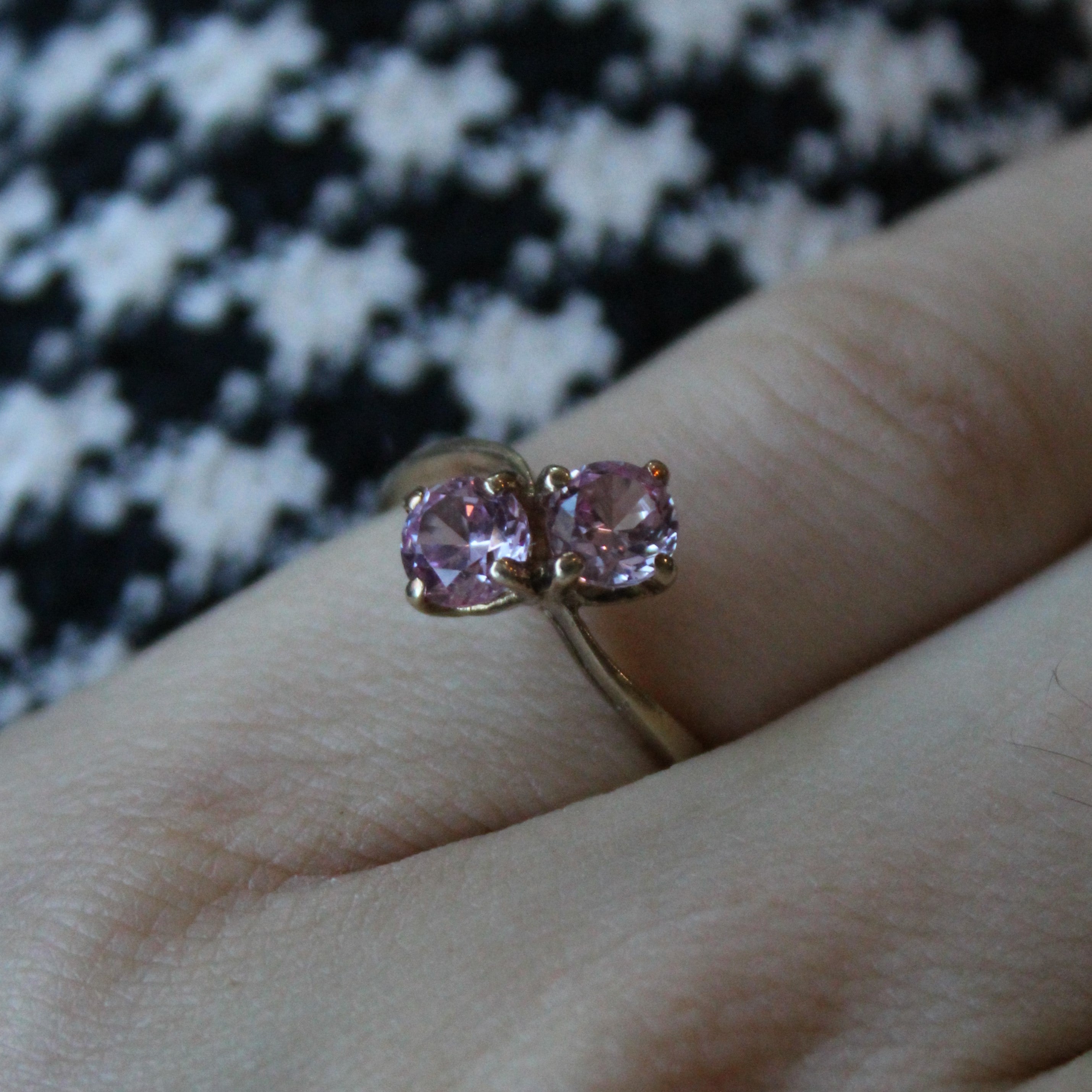 Bague Toi et Moi en saphir rose synthétique | 1,00 ct | Taille 6,5 |