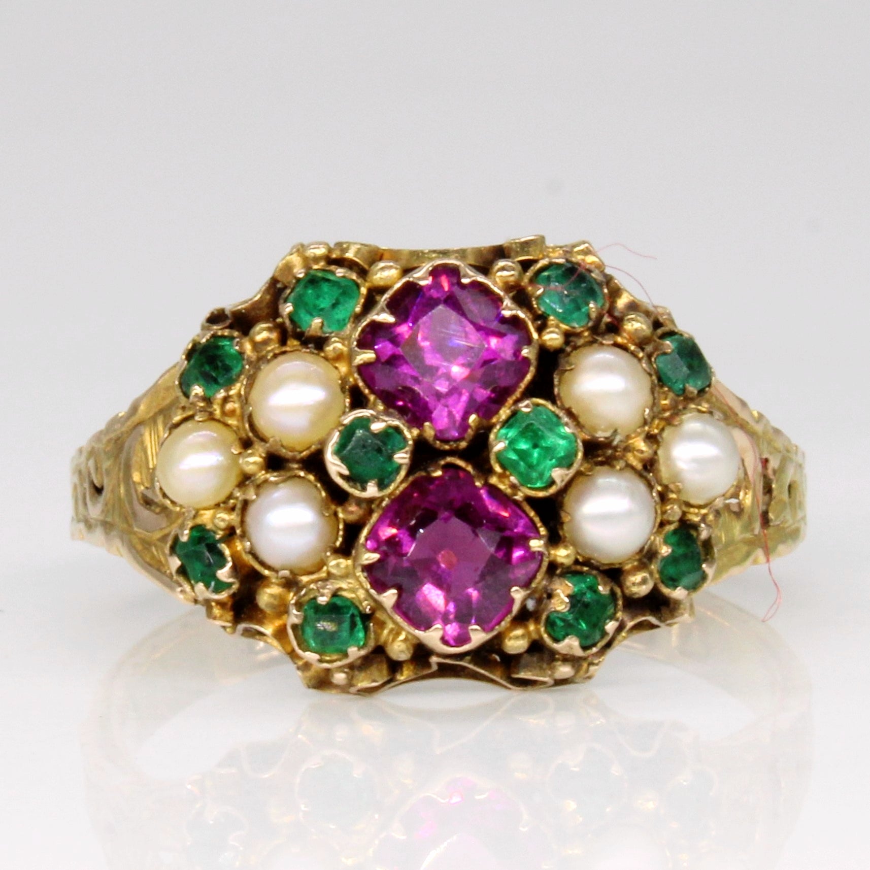 1873 Birmingham Multi Gem Antique Ring | 0.83ctw | SZ 7 |
