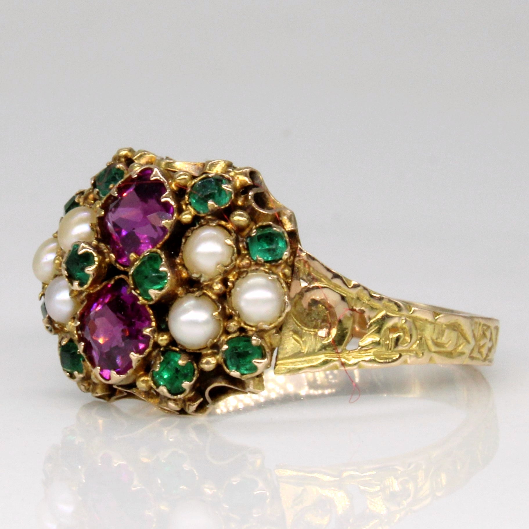 1873 Birmingham Multi Gem Antique Ring | 0.83ctw | SZ 7 |