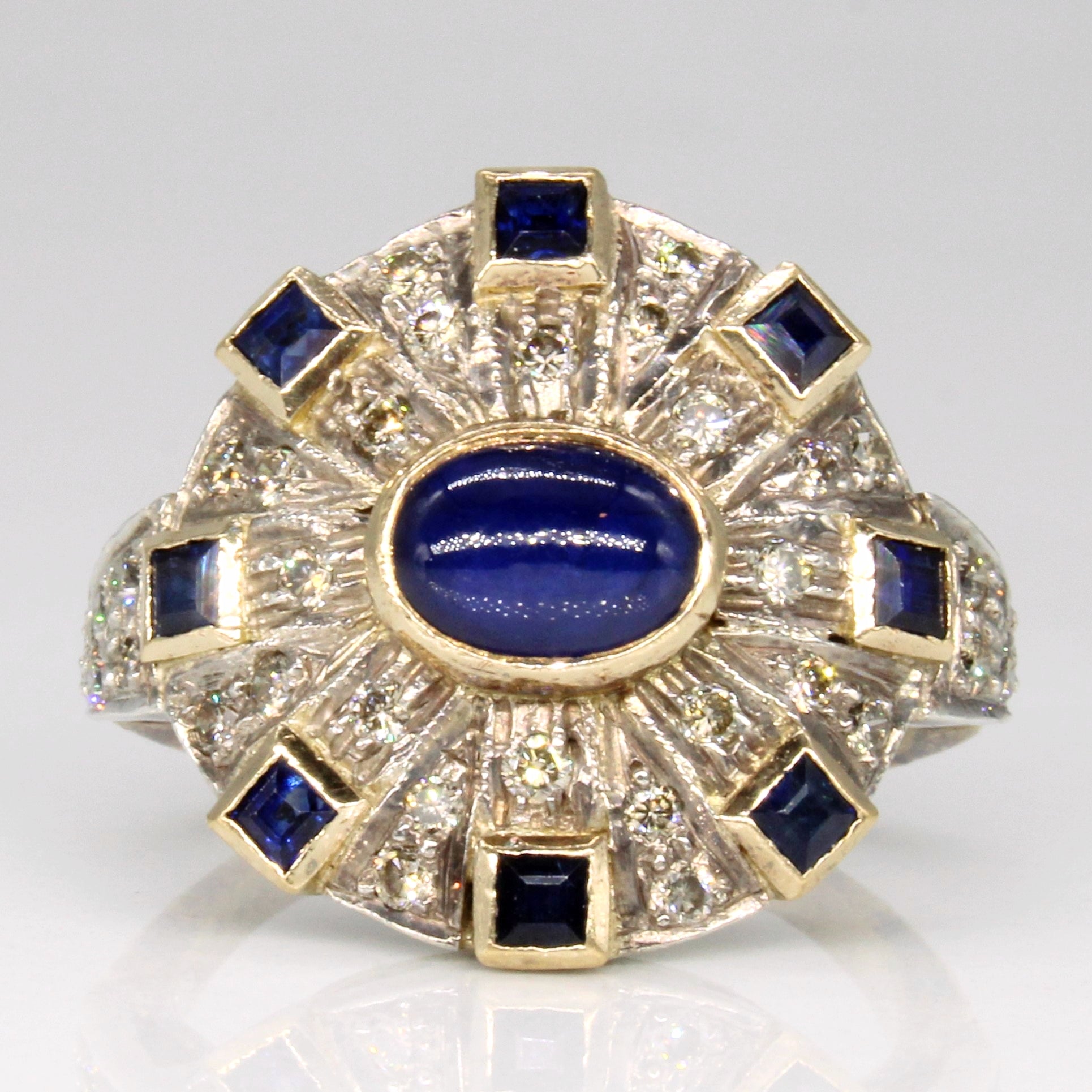 Sapphire & Diamond Art Deco Style Ring | 1.35ctw, 0.26ctw | SZ 5.5 |