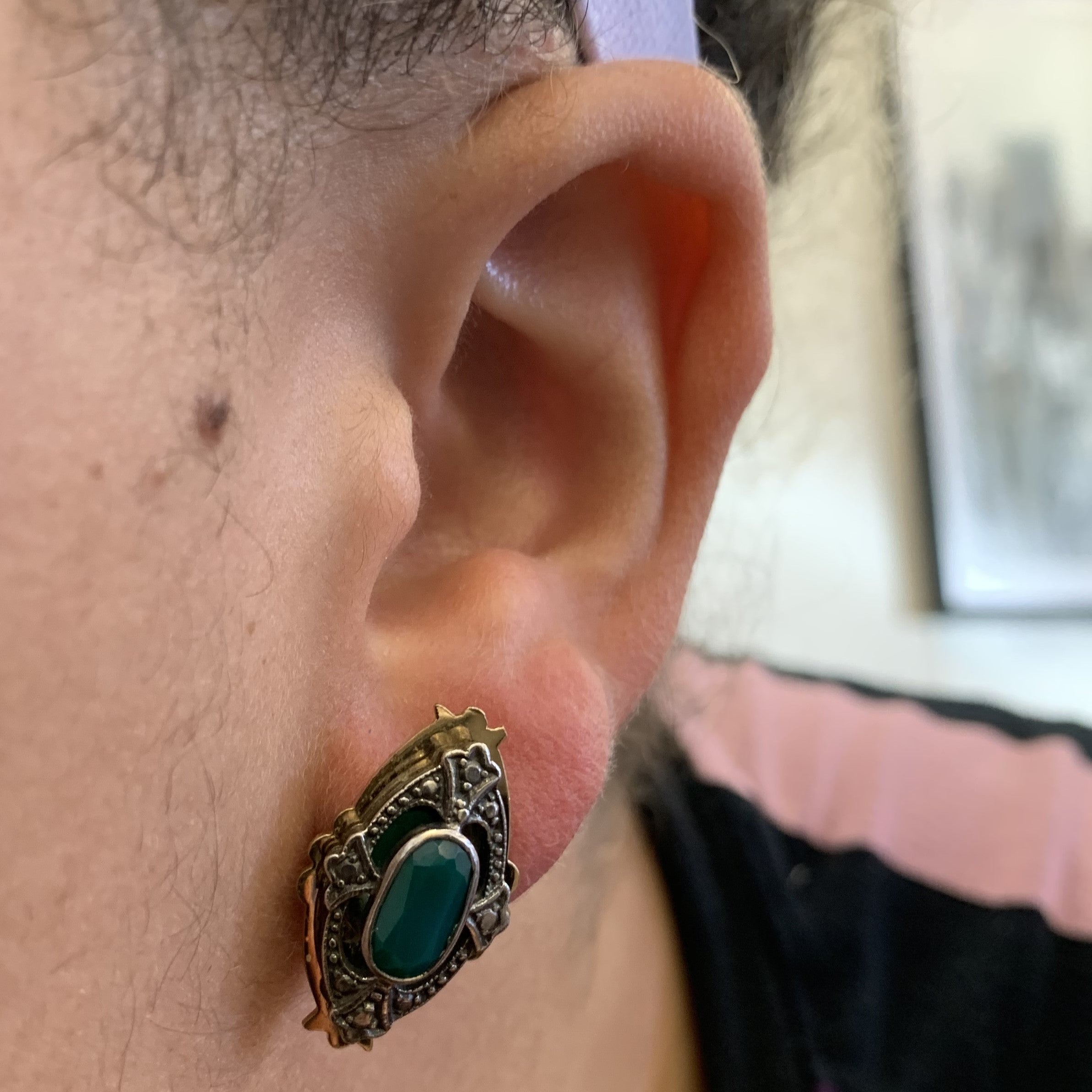 1950s Dyed Onyx French Clip Earrings | 2.00ctw |