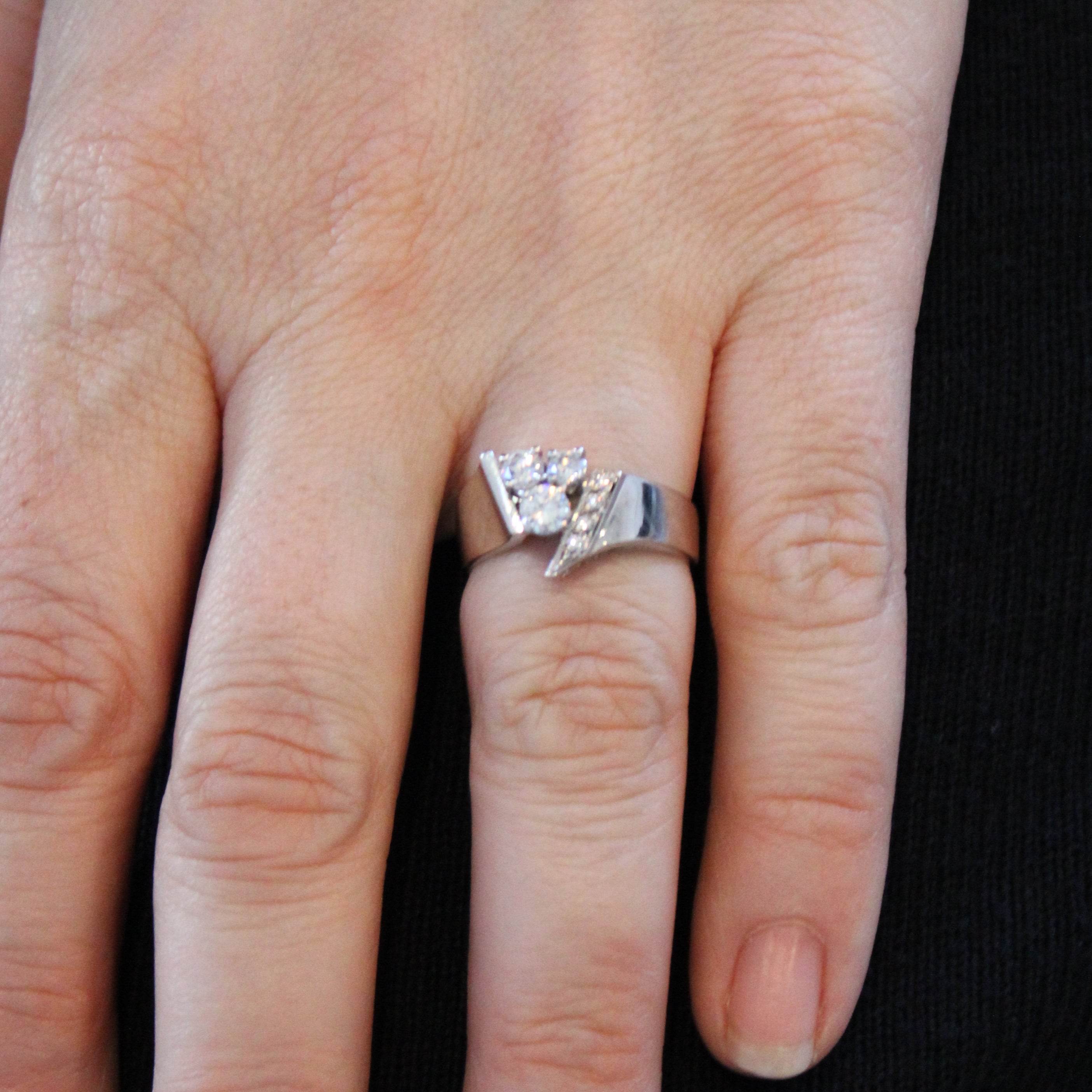 Offset Three Stone Diamond Ring | 0.58ctw | SZ 7.25 |