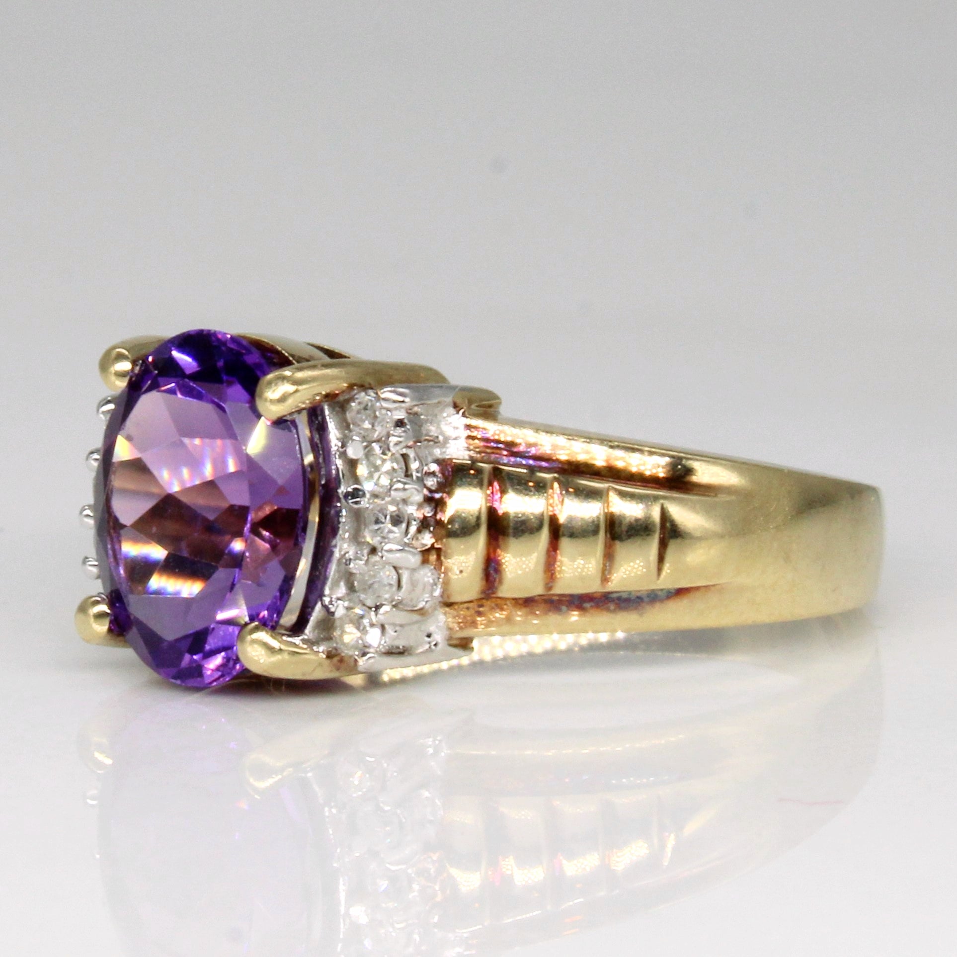 Amethyst & Diamond Cocktail Ring | 1.60ct, 0.10ctw | SZ 6.75 |