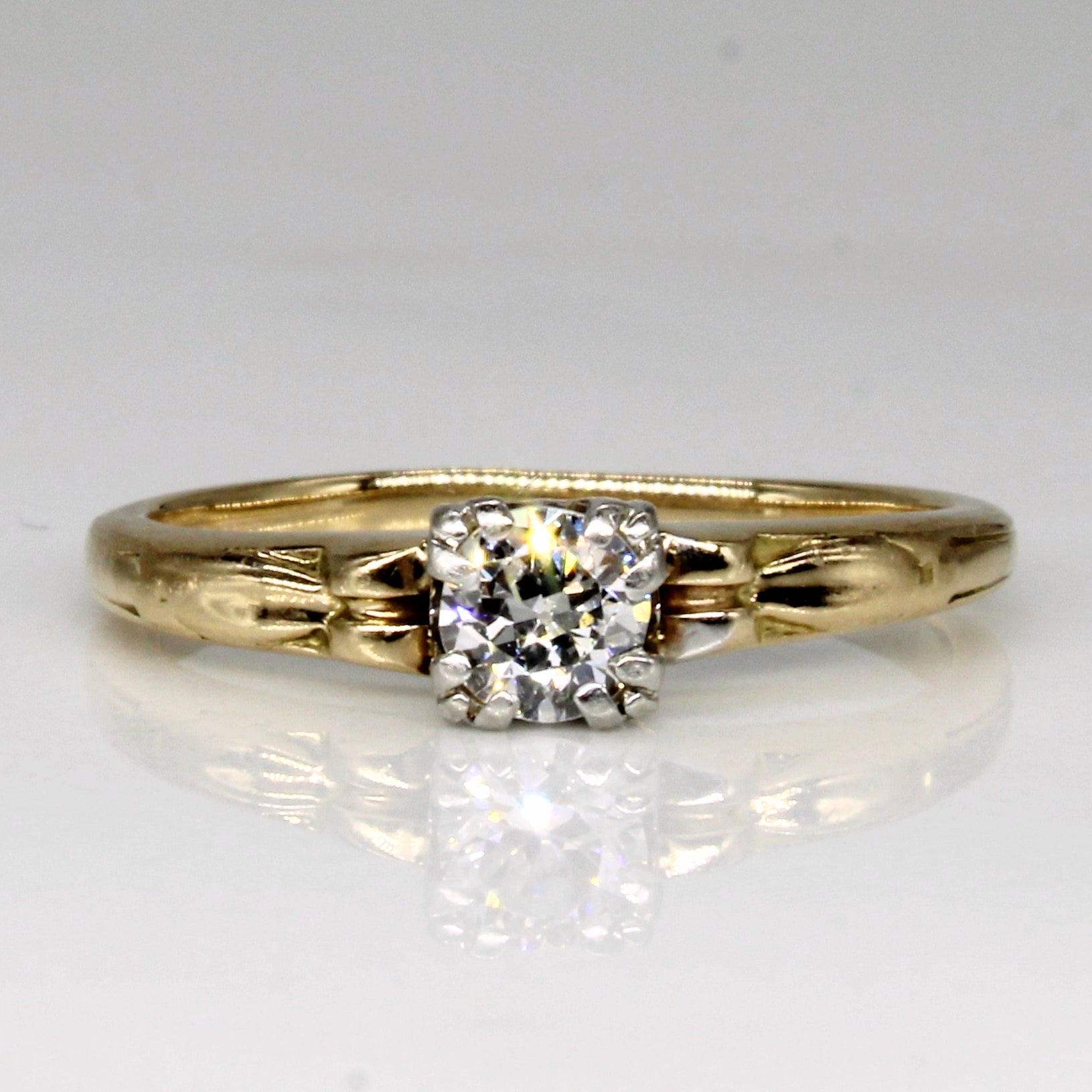 Bague de fiançailles ancienne européenne en diamant | 0,25 ct | Taille 5,5 |