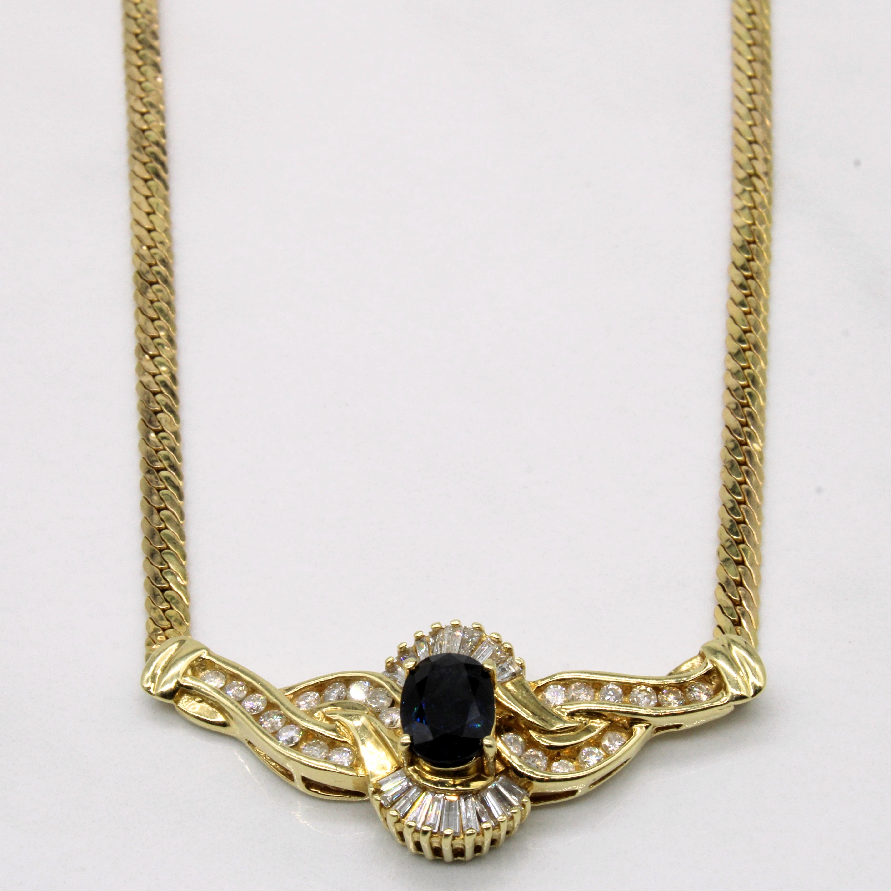 Sapphire & Diamond Necklace | 1.75ct, 0.55ctw | 17" |