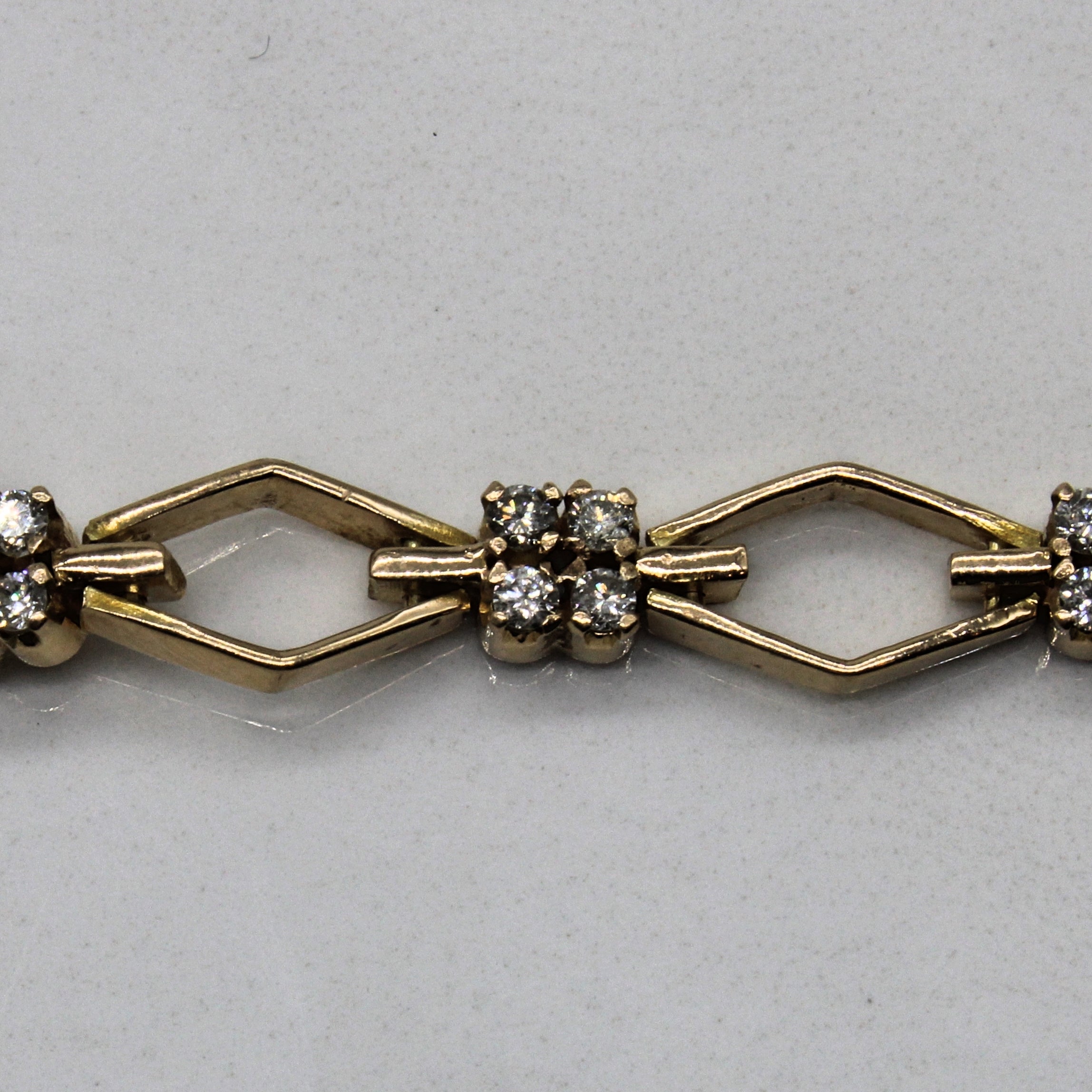 Diamond Cluster Geometric Link Bracelet | 1.00ctw | 7" |