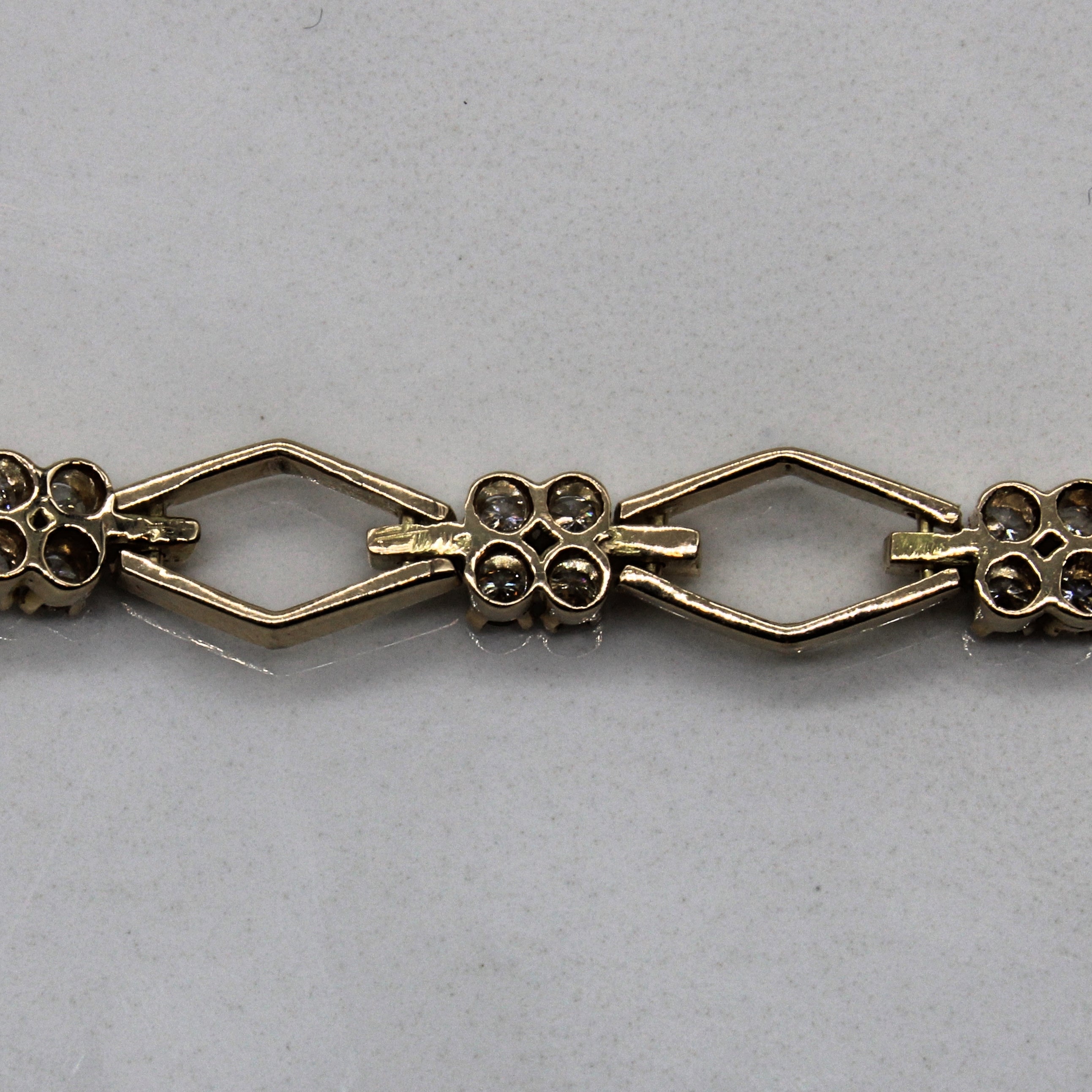 Diamond Cluster Geometric Link Bracelet | 1.00ctw | 7" |