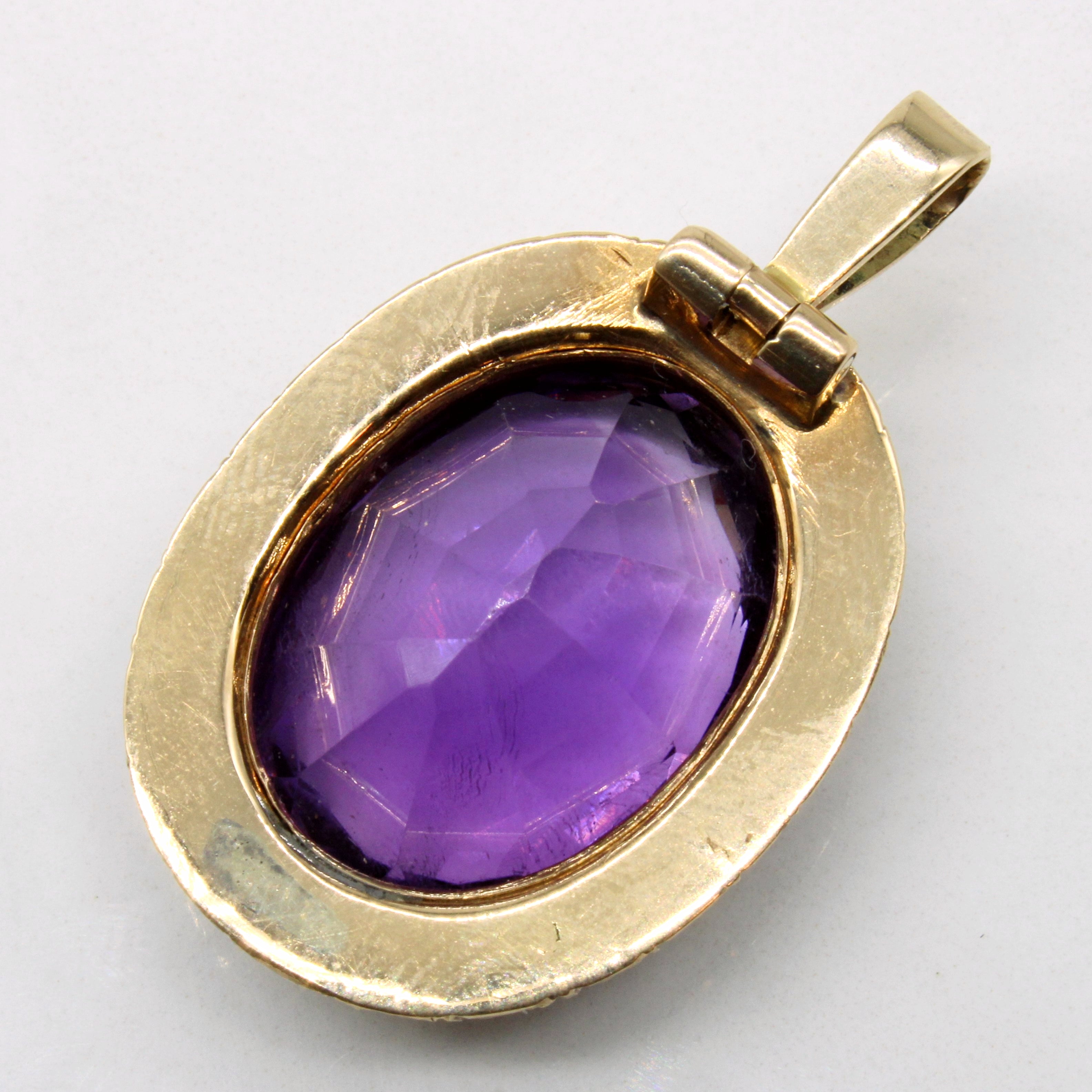 Halo Set Amethyst & Pearl Pendant | 16.00ct |