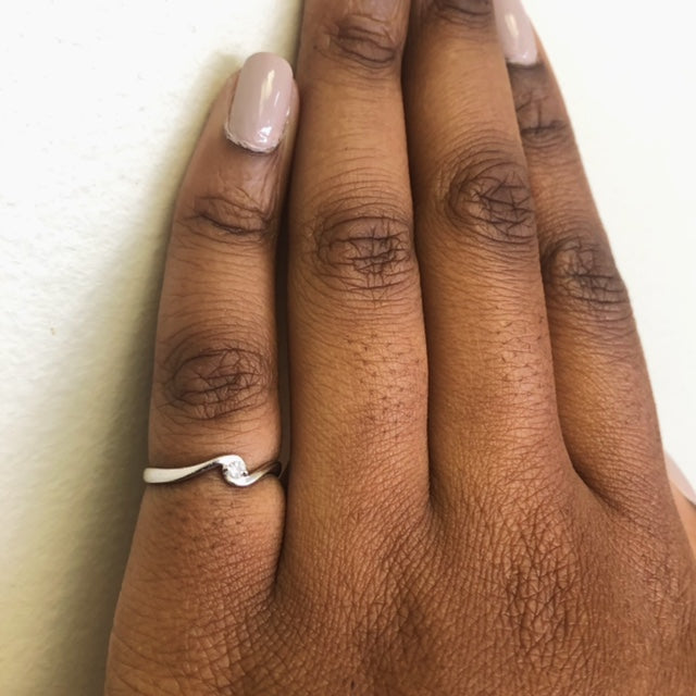Petite Solitaire Diamond Bypass Ring | 0.05ct | SZ 5 |