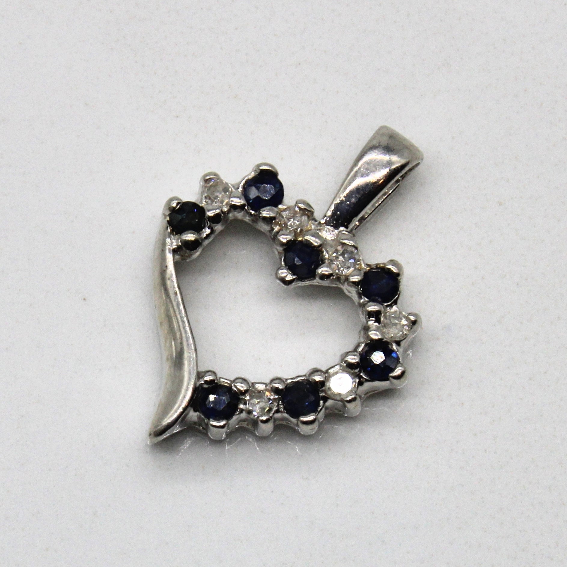 Sapphire & Diamond Heart Pendant | 0.14ctw, 0.06ctw |