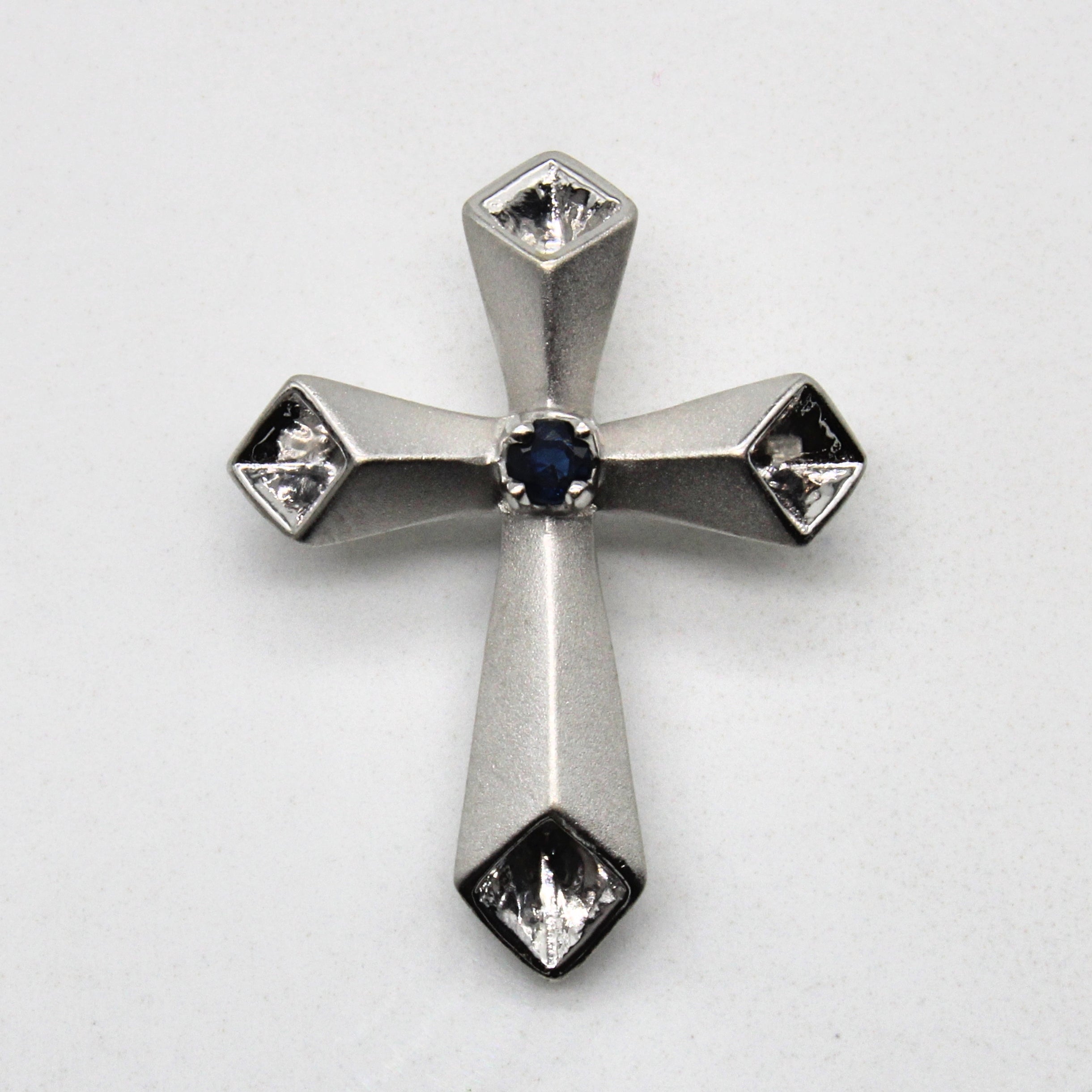 Satin Finish Sapphire Cross Pendant | 0.05ct | – 100 Ways