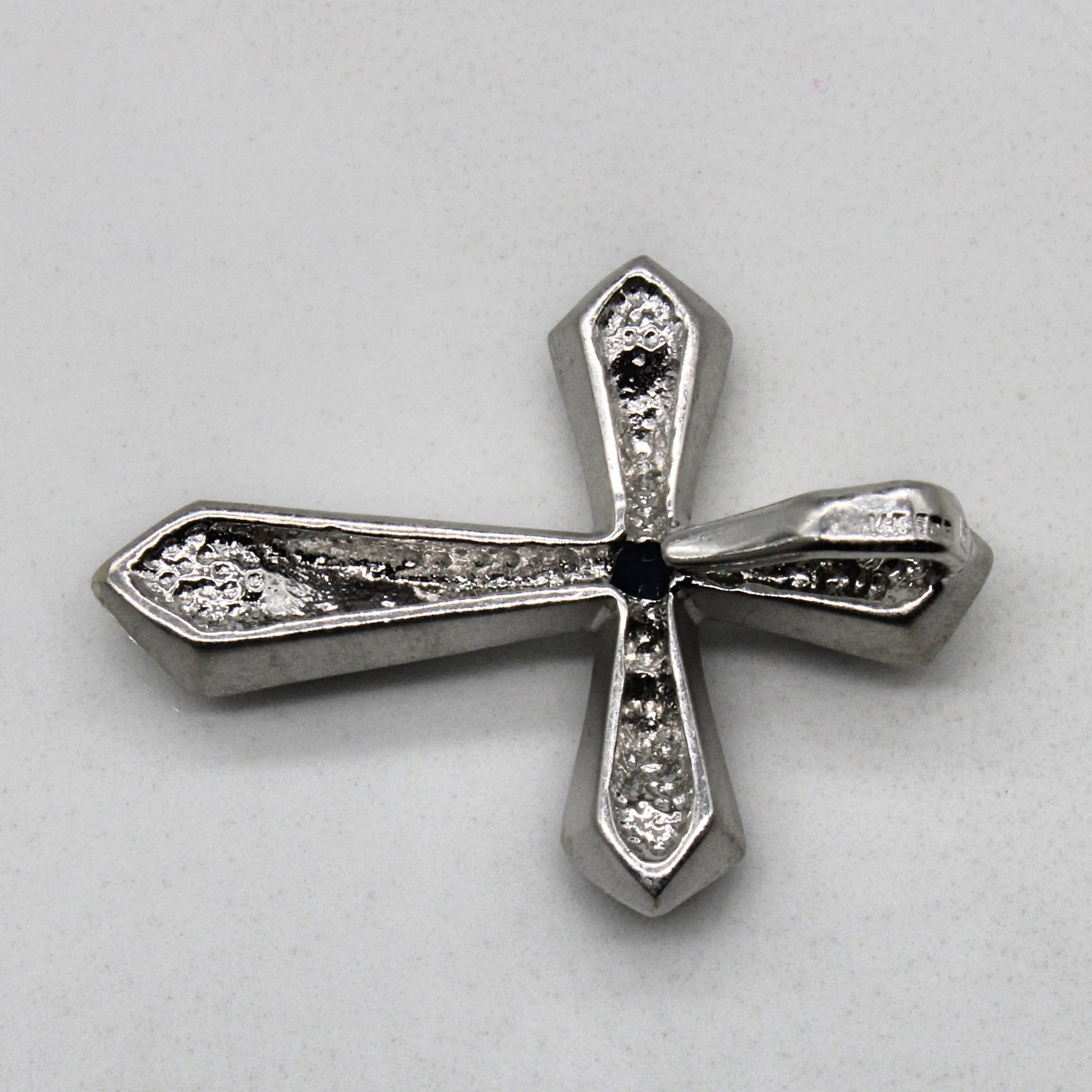 Satin Finish Sapphire Cross Pendant | 0.05ct |