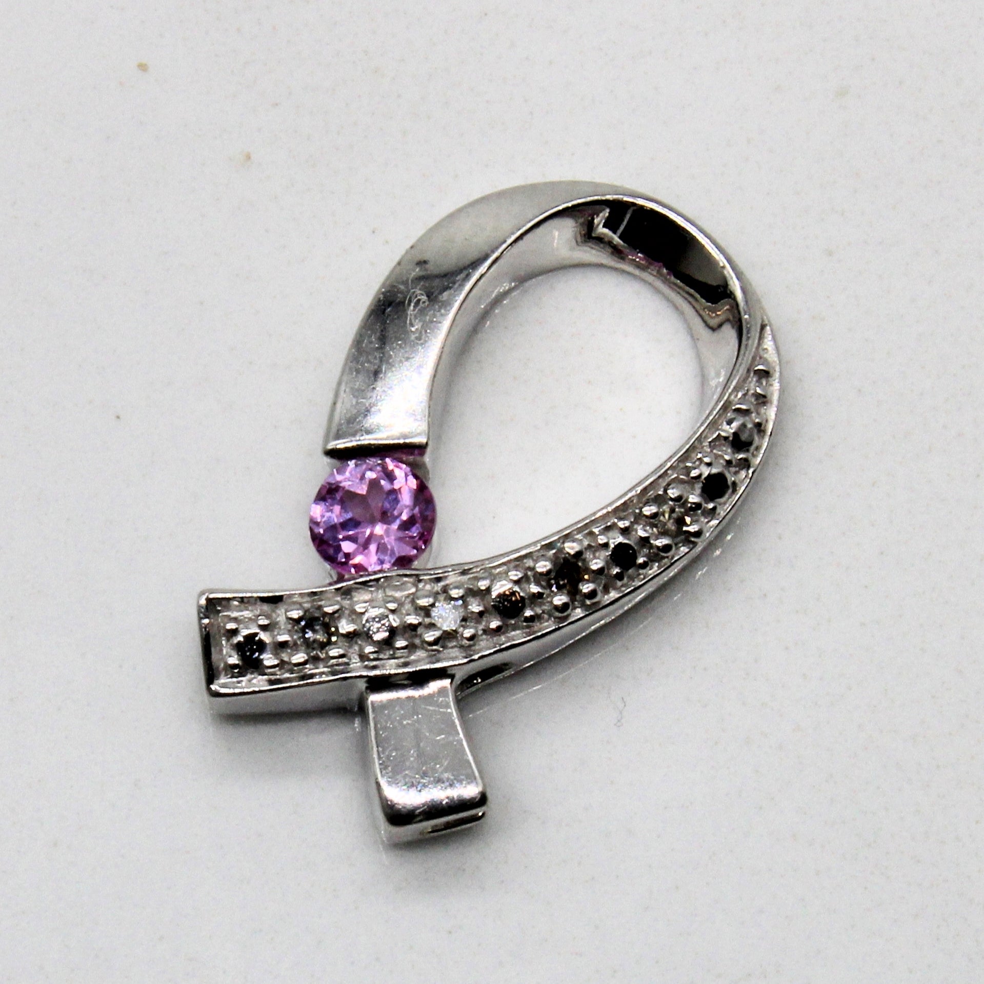 Pink Topaz & Diamond Ribbon Pendant | 0.10ct, 0.02ctw |