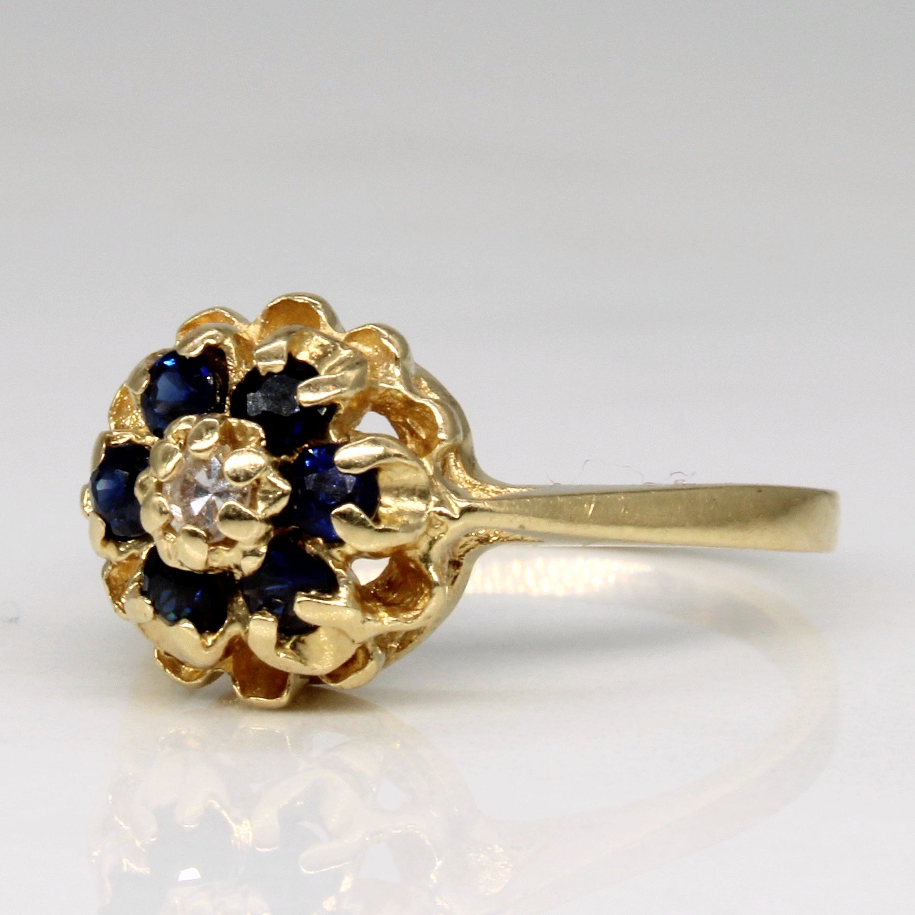 Petite Sapphire & Diamond Halo Ring | 0.33ctw, 0.05ct | SZ 5 |