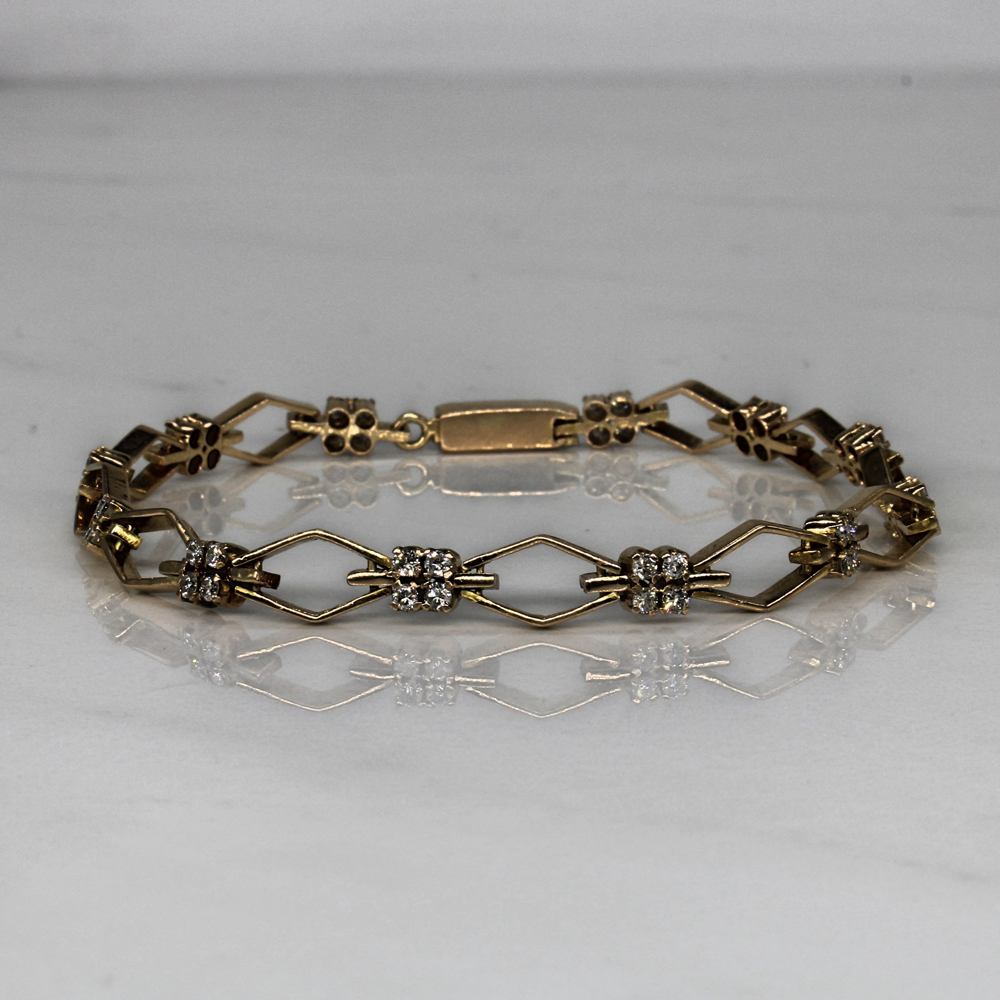 Diamond Cluster Geometric Link Bracelet | 1.00ctw | 7" |