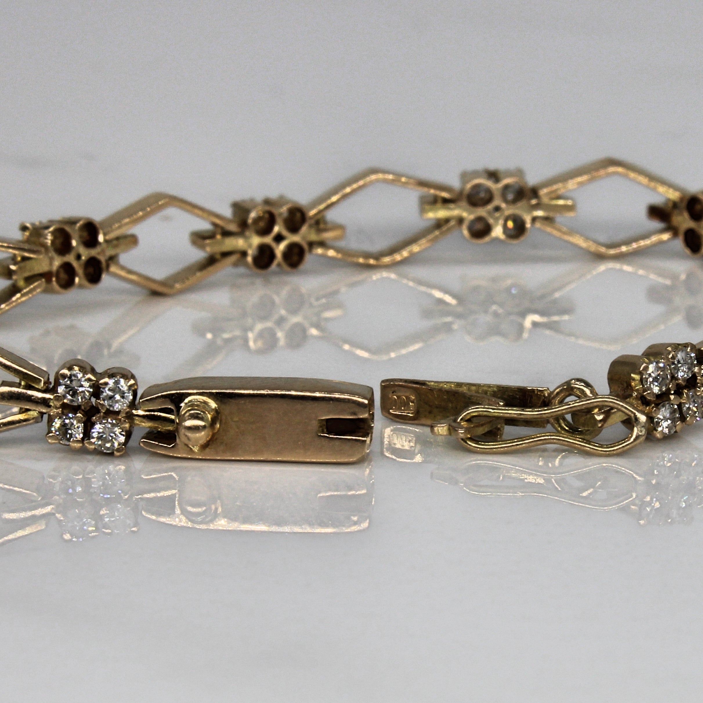 Diamond Cluster Geometric Link Bracelet | 1.00ctw | 7" |