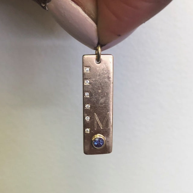 Initial 'M' Bar Pendant | 0.17ct, 0.02ctw |