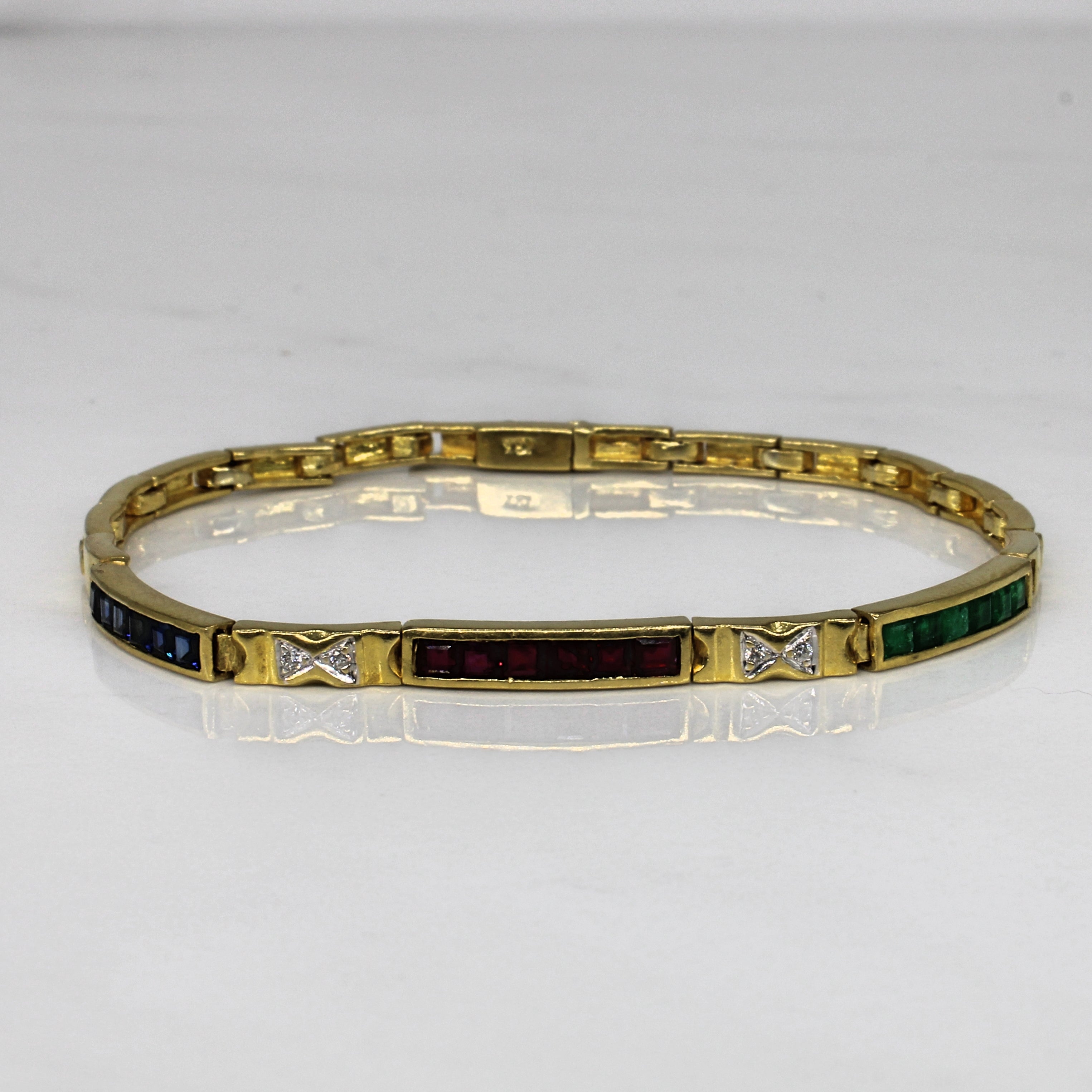 Channel Set Multi Gemstone Bracelet | 1.25ctw, 0.02ctw | 7.25" |