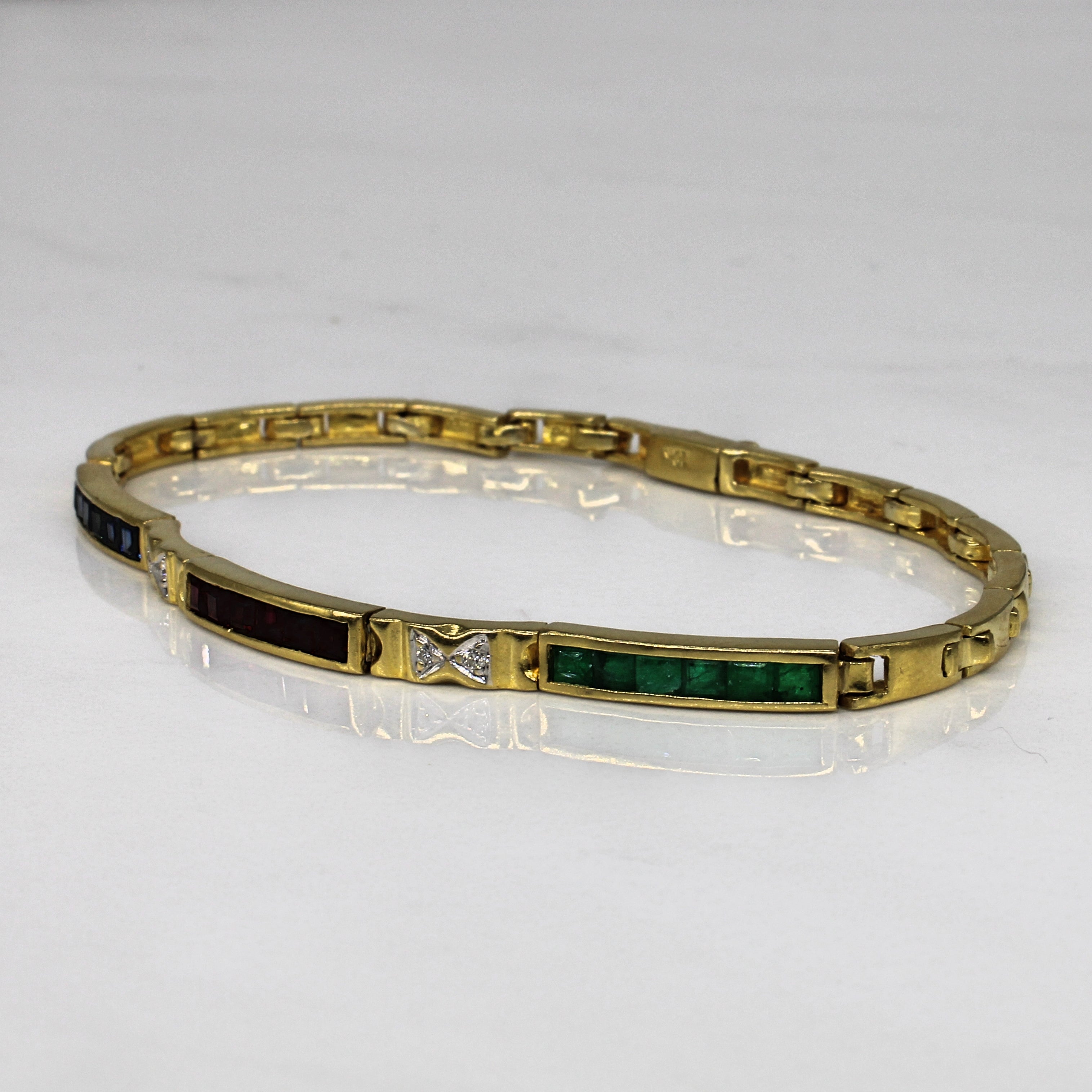 Channel Set Multi Gemstone Bracelet | 1.25ctw, 0.02ctw | 7.25" |