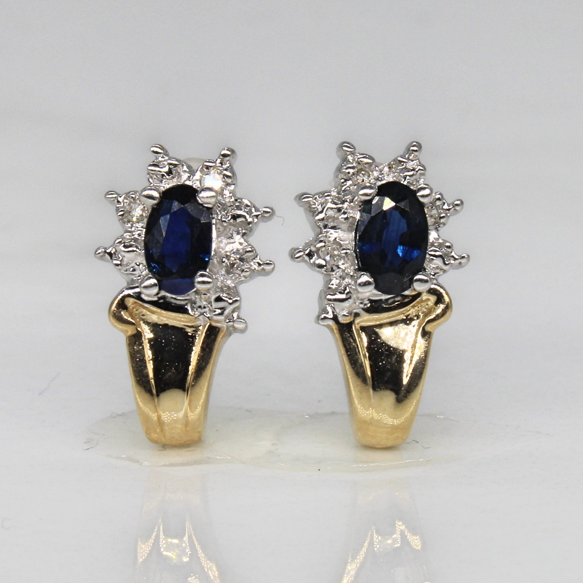 Sapphire & Diamond Stud Earrings | 0.50ctw, 0.02ctw |