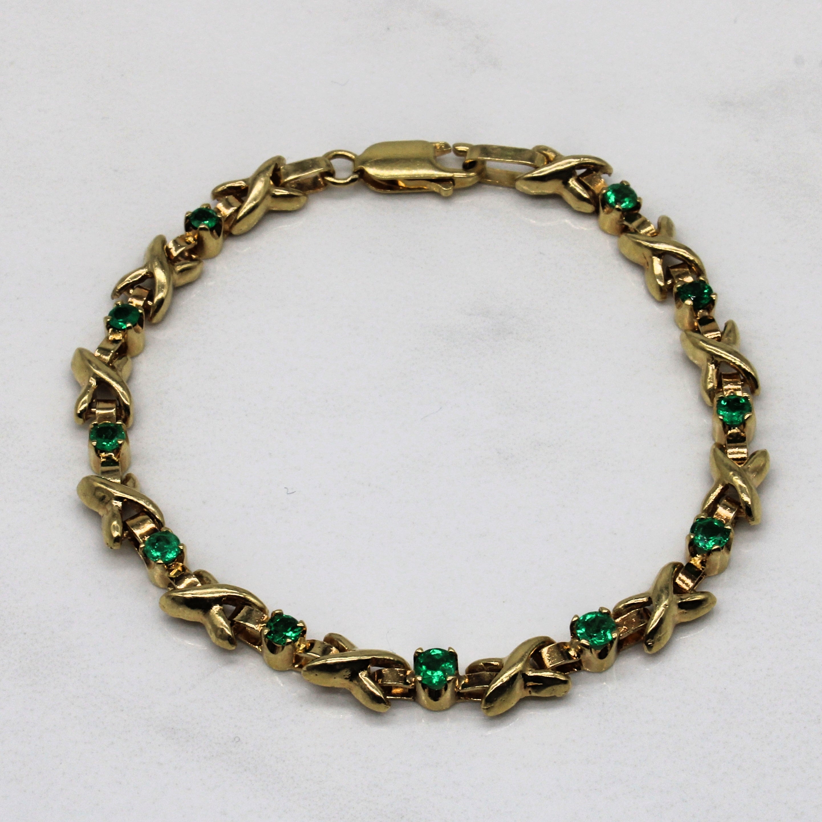 Emerald X Link Gemstone Bracelet | 0.88ctw | 6.75" |