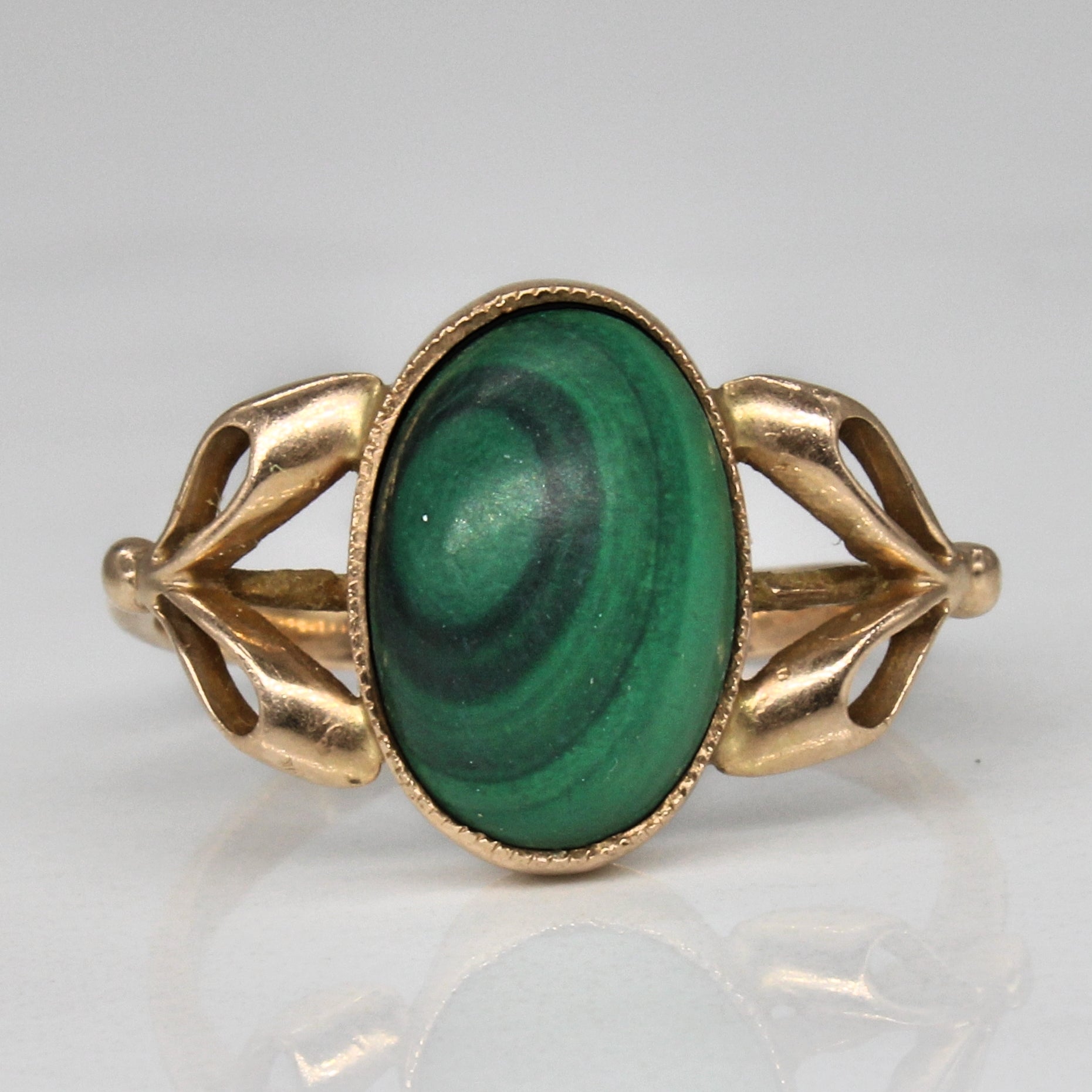 1984 Soviet Hallmarked Azerbaijani Malachite Cocktail Ring | 4.10ct | SZ 6.75 |