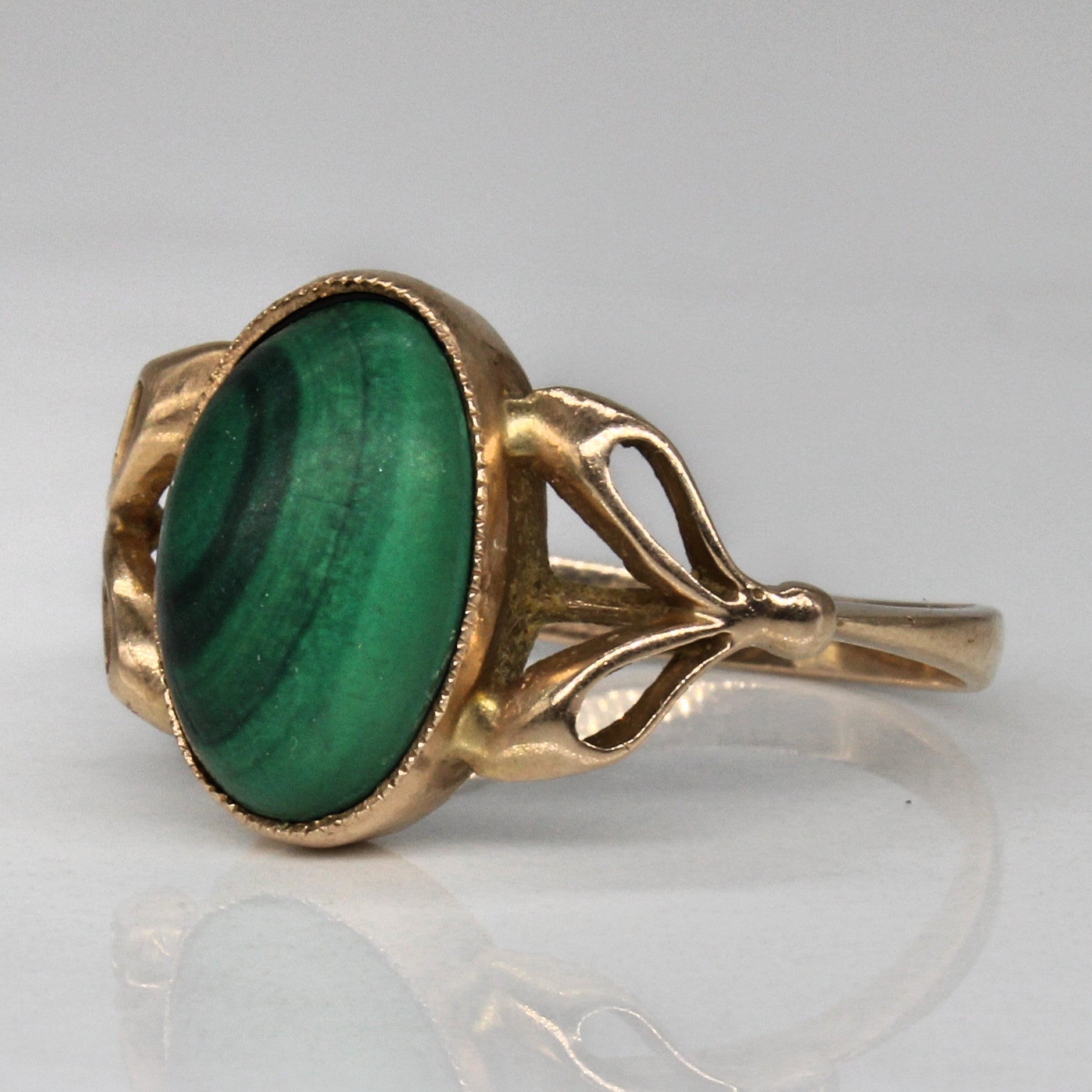 1984 Soviet Hallmarked Azerbaijani Malachite Cocktail Ring | 4.10ct | SZ 6.75 |