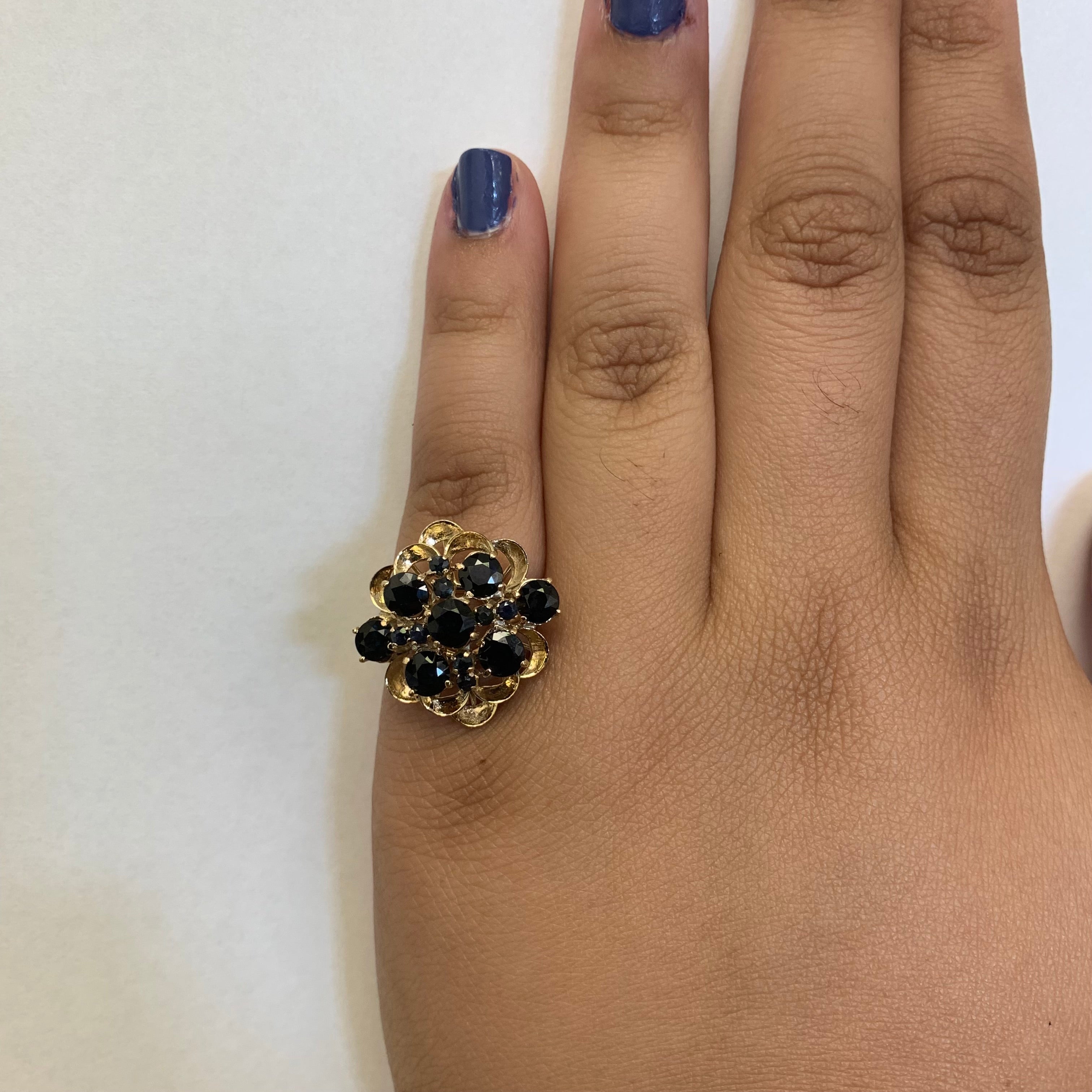 Blue Sapphire Burst Cocktail Ring | 3.50ctw | SZ 6.75 |