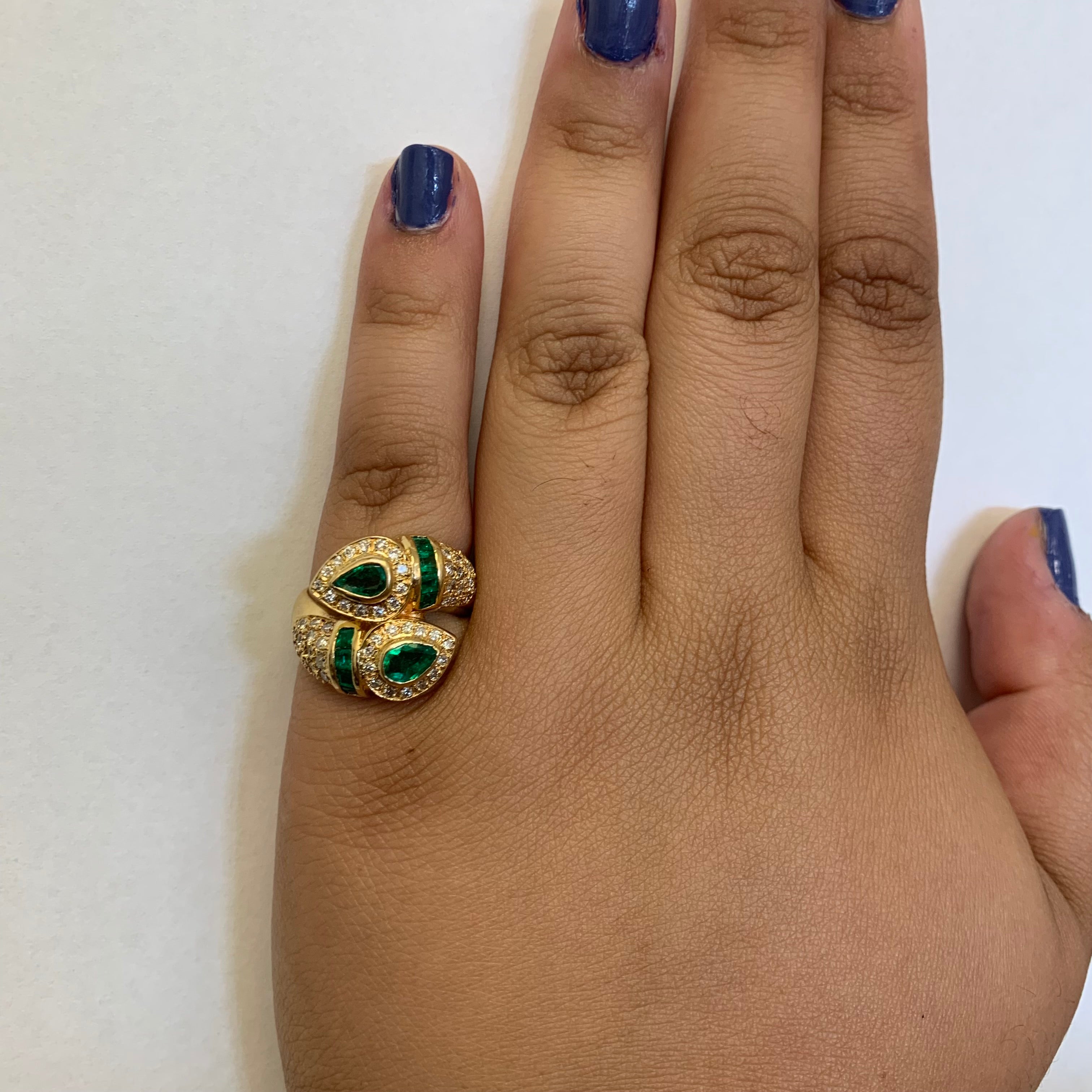 Emerald & Diamond Bypass Ring | 1.07ctw, 0.55ctw | SZ 6.5 |