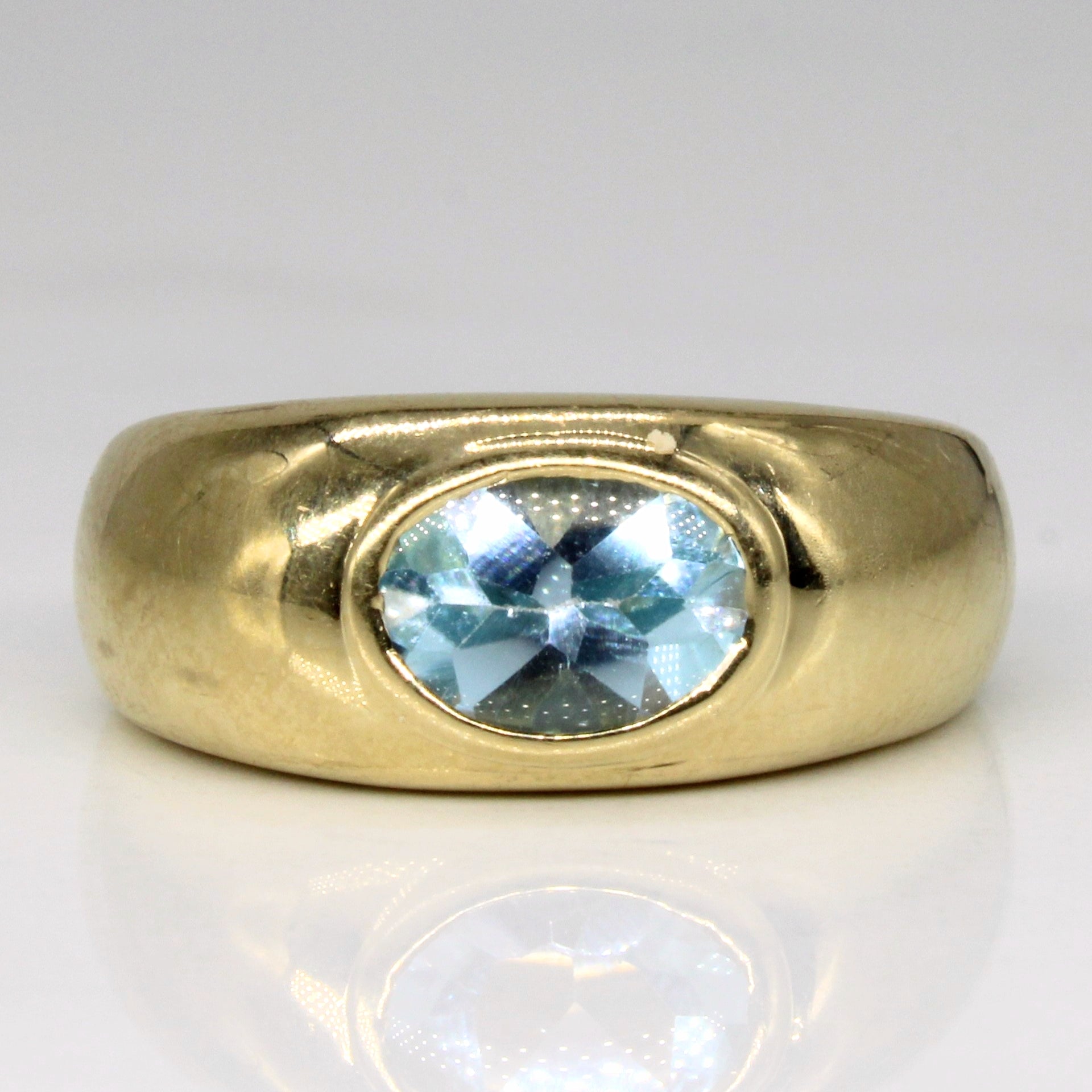 Low Profile Bezel Set Blue Topaz Ring | 1.30ct | SZ 6 |