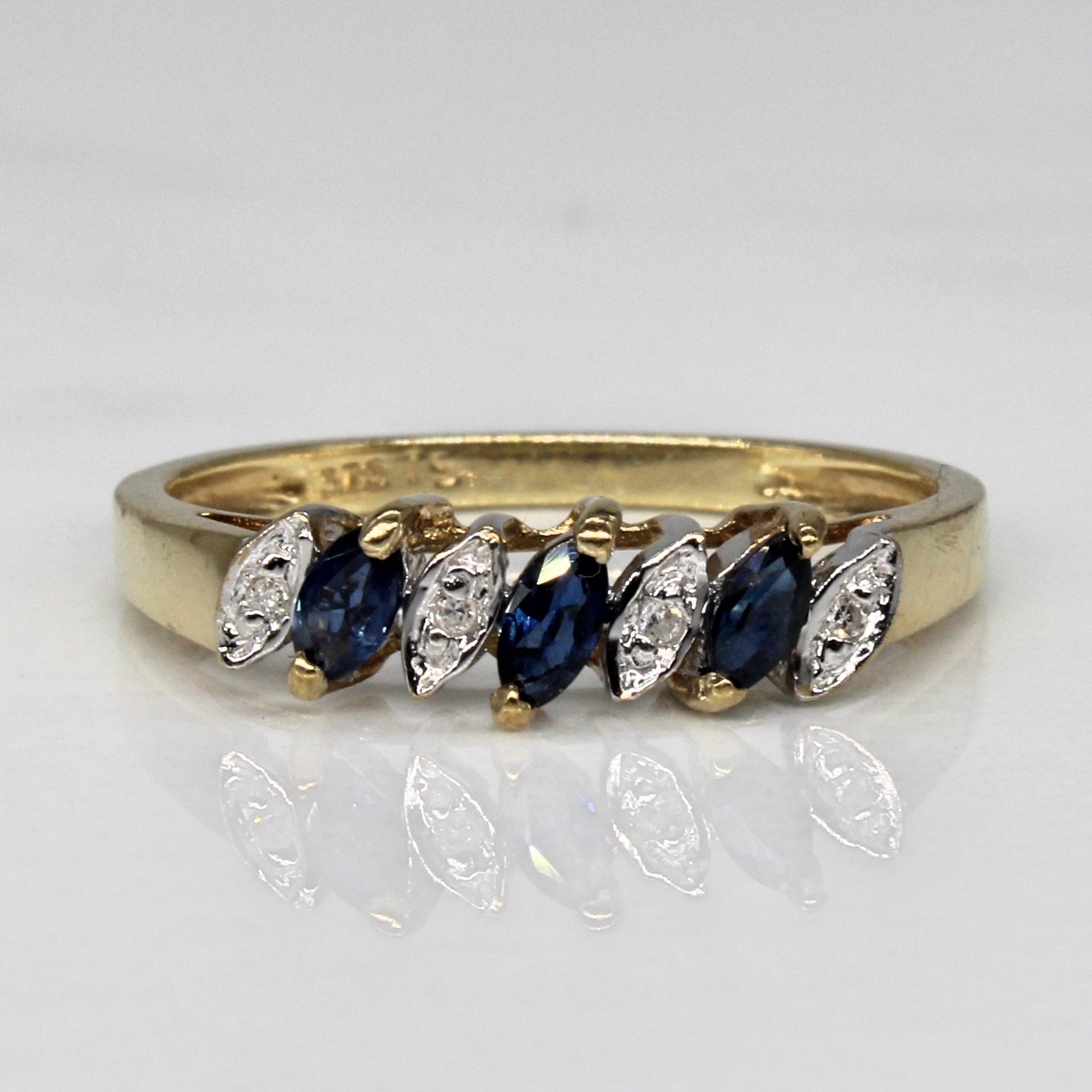 Sapphire & Diamond Bar Ring | 0.15ctw, 0.02ctw | SZ 6.5 |