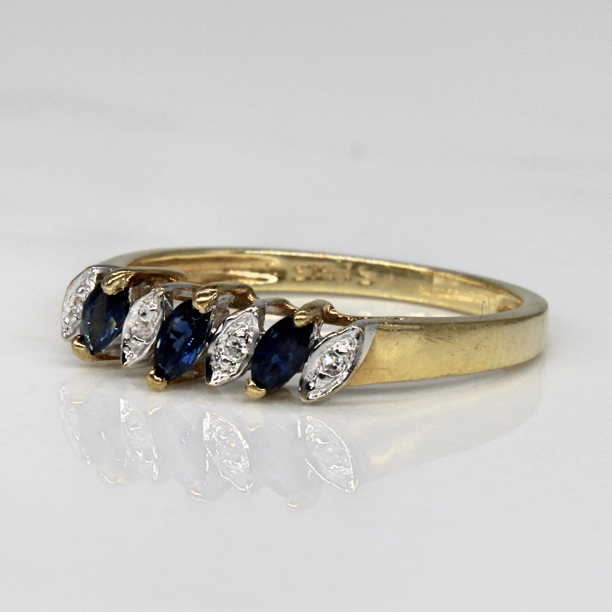 Sapphire & Diamond Bar Ring | 0.15ctw, 0.02ctw | SZ 6.5 |