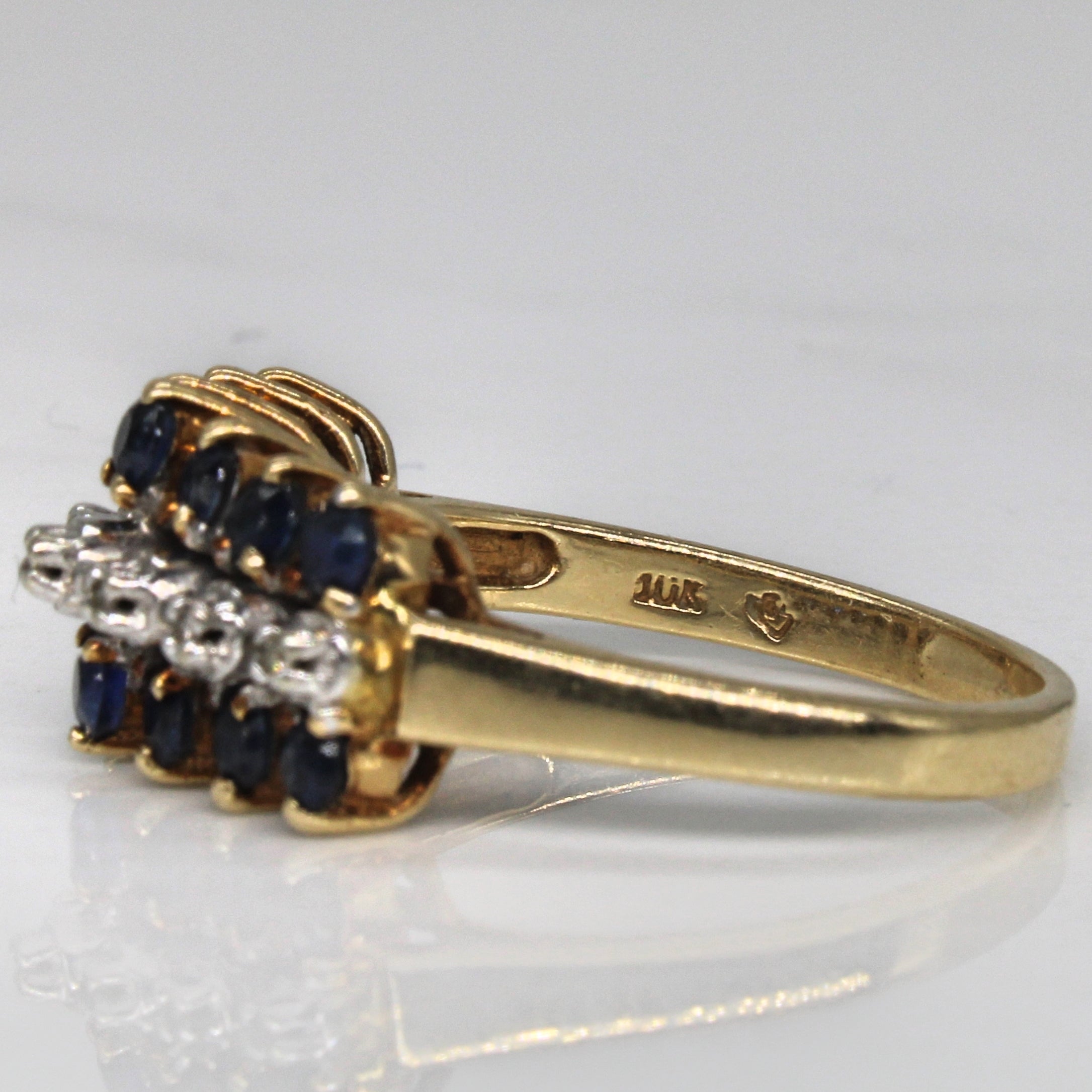 Sapphire & Diamond Three Row Ring | 1.40ctw, 0.05ctw | SZ 6.5 |
