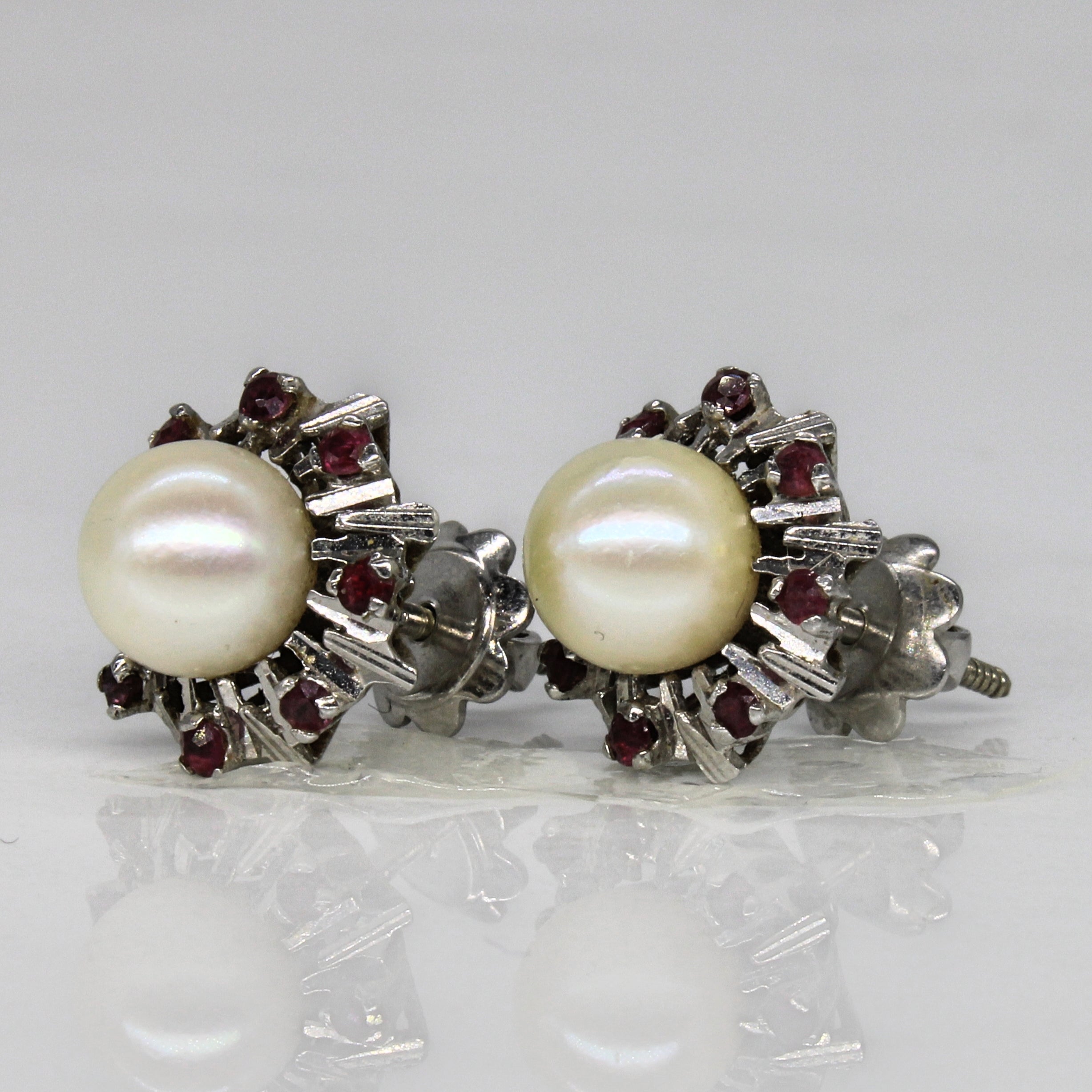 Pearl & Ruby Earrings | 0.16ctw |
