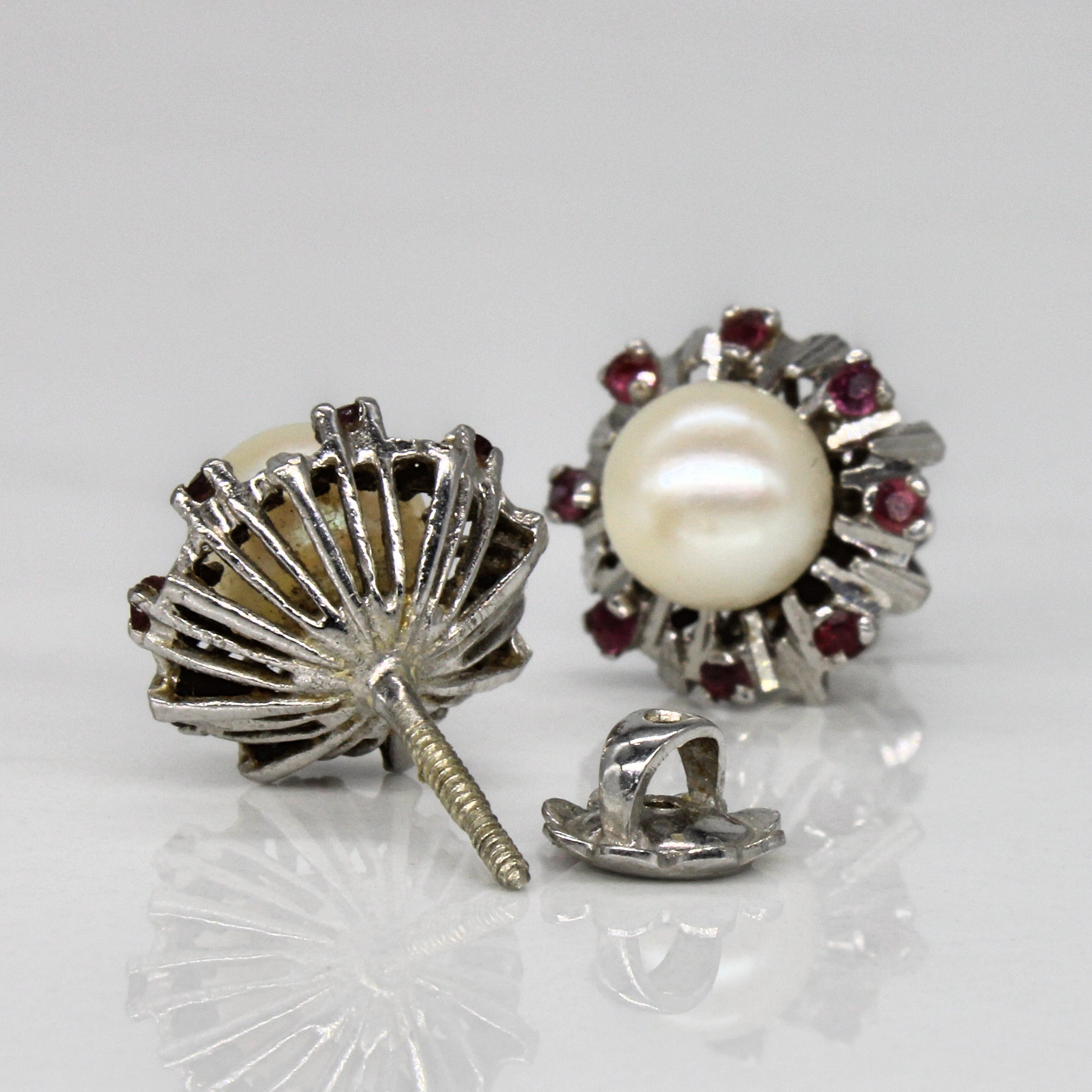 Pearl & Ruby Earrings | 0.16ctw |