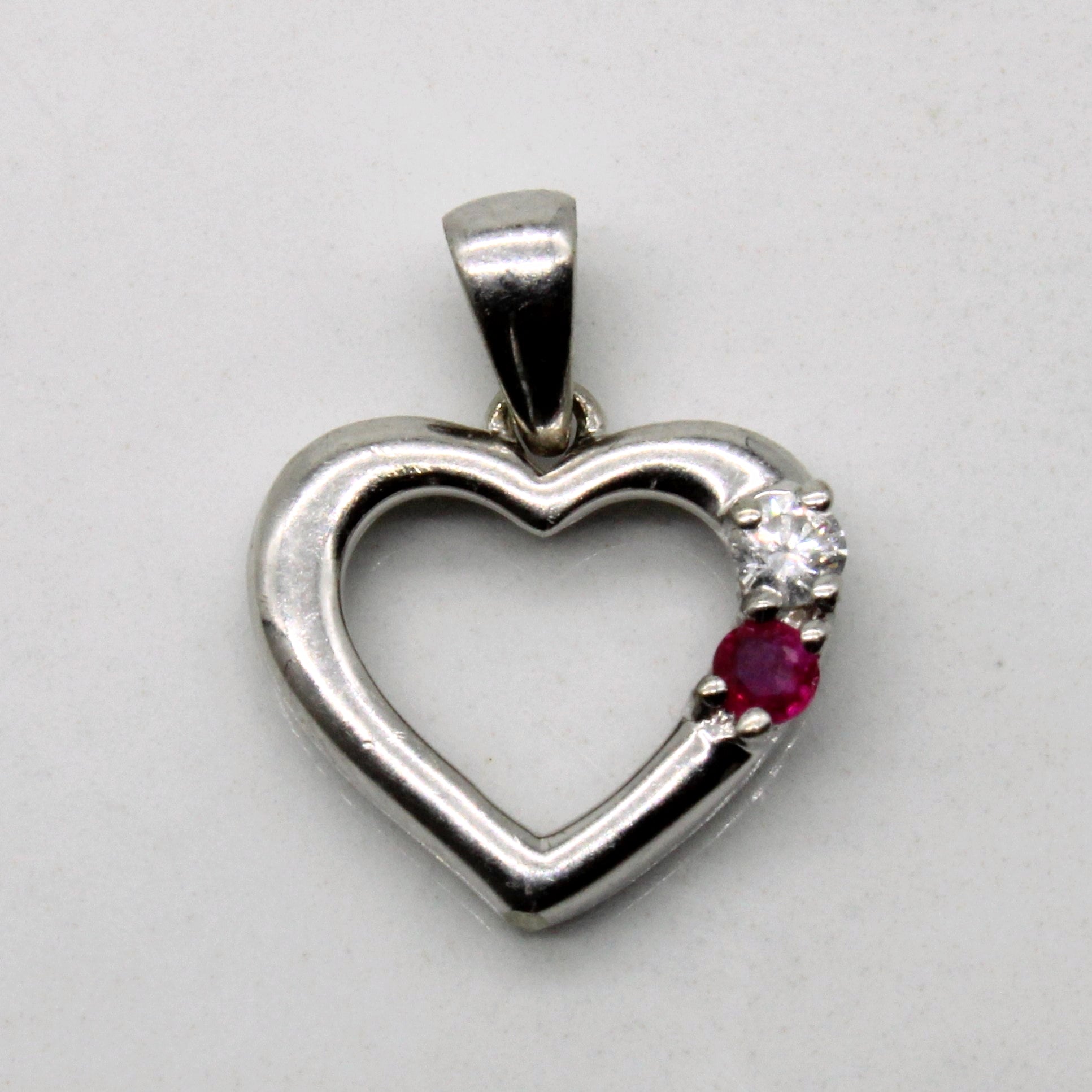 Diamond & Ruby Heart Pendant | 0.03ct, 0.02ct |