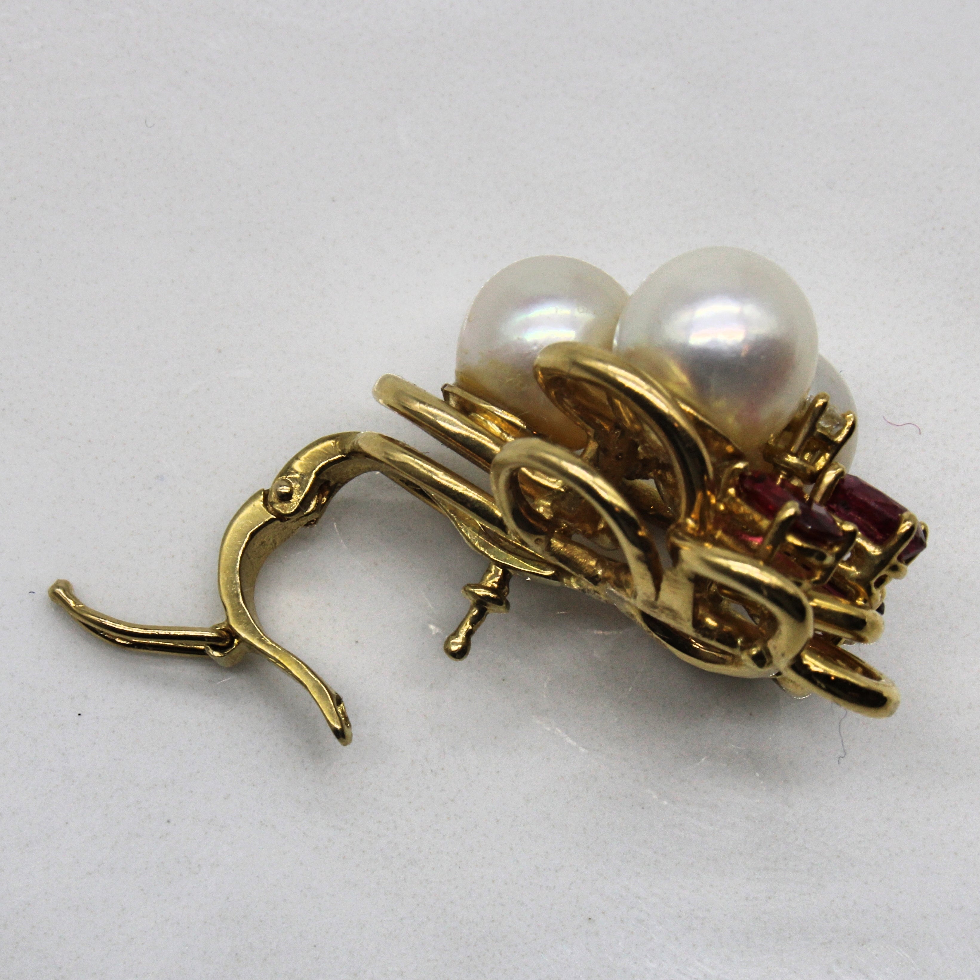 Pearl & Ruby Cluster Pendant | 0.54ctw, 0.08ctw |