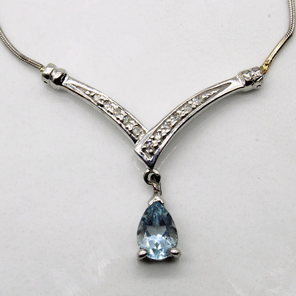 Aquamarine & Diamond Necklace | 0.40ct, 0.03ctw | 19