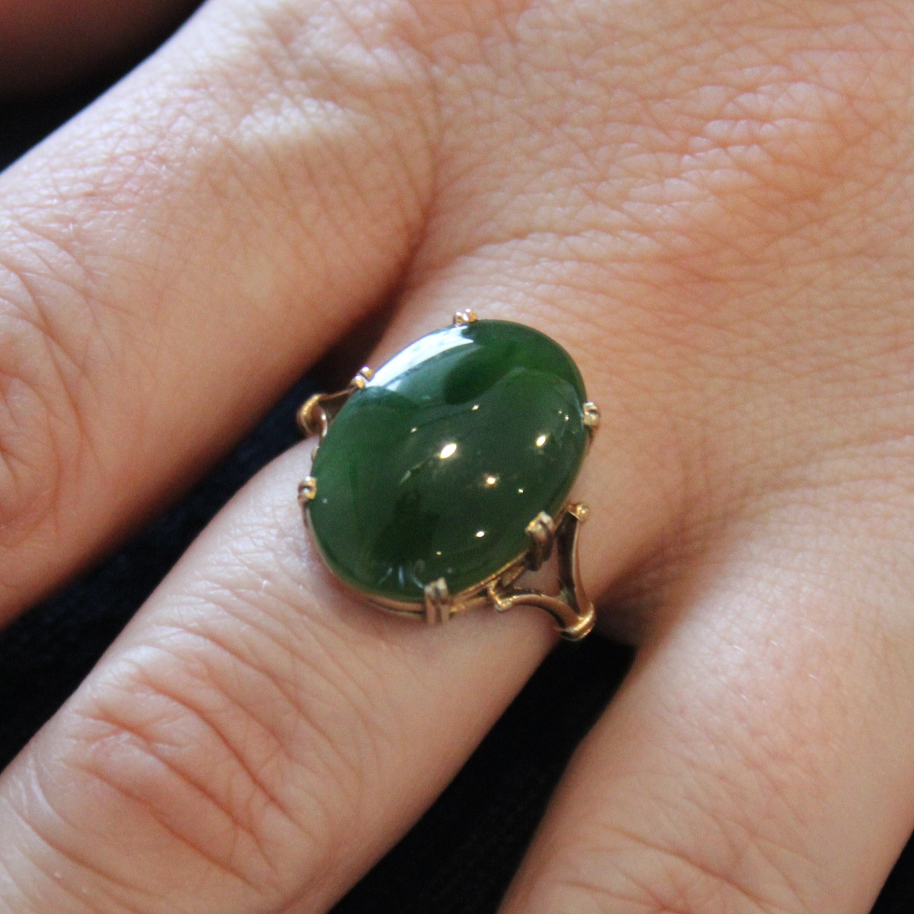 Nephrite Jade Cocktail Ring | 6.75ct | SZ 8.5 |