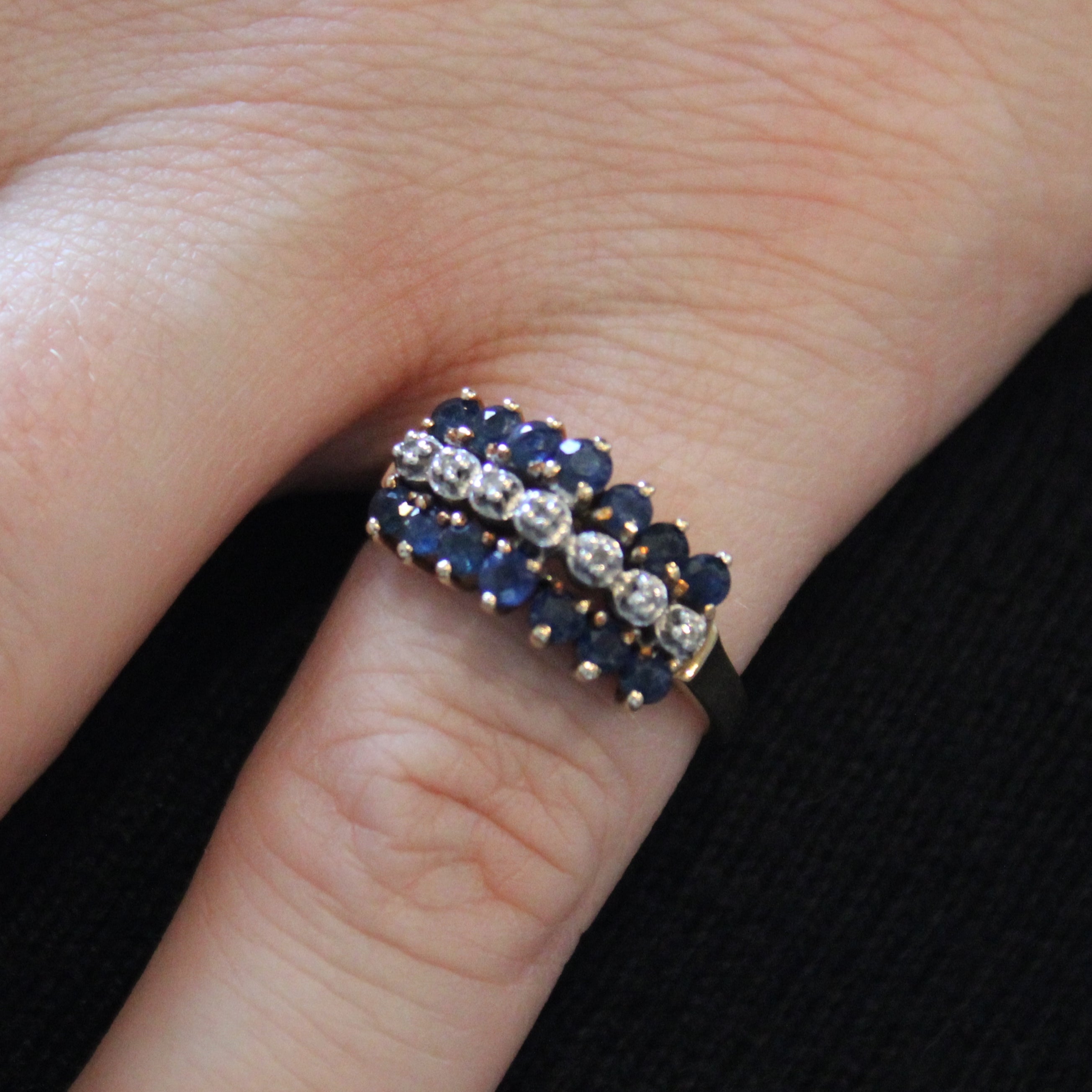 Sapphire & Diamond Three Row Ring | 1.40ctw, 0.05ctw | SZ 6.5 |
