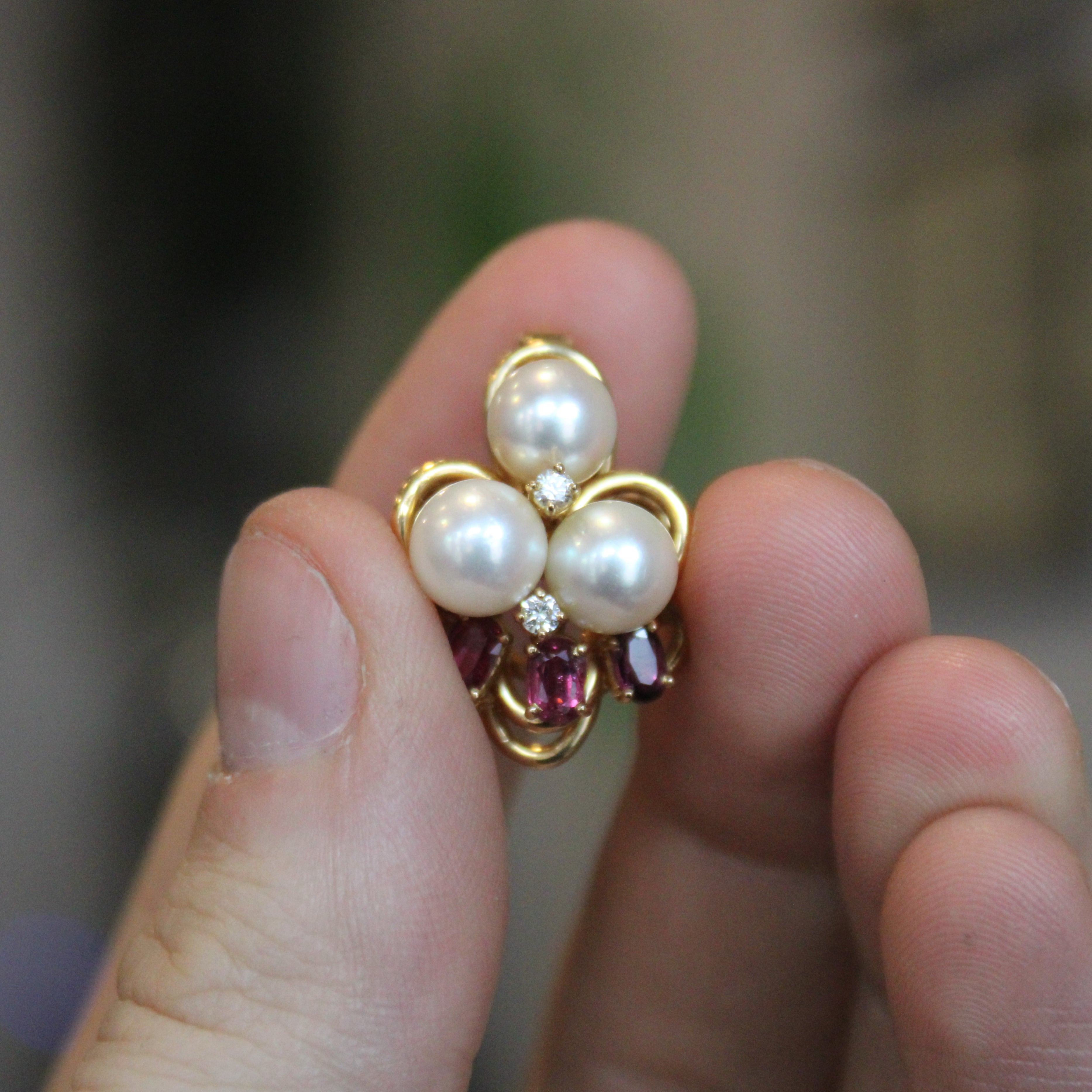 Pearl & Ruby Cluster Pendant | 0.54ctw, 0.08ctw |