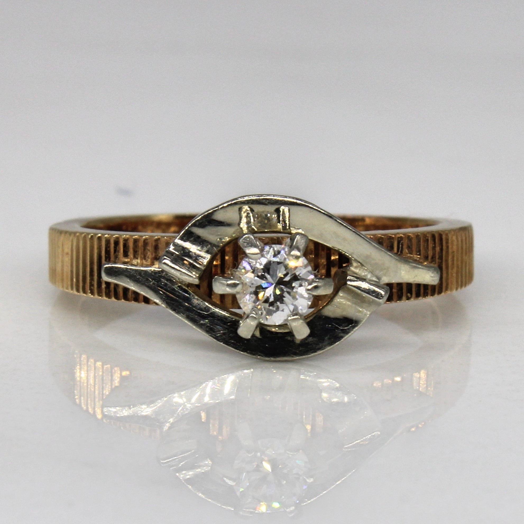Diamond High Set textured Ring | 0.12ct | SZ 4.75 |