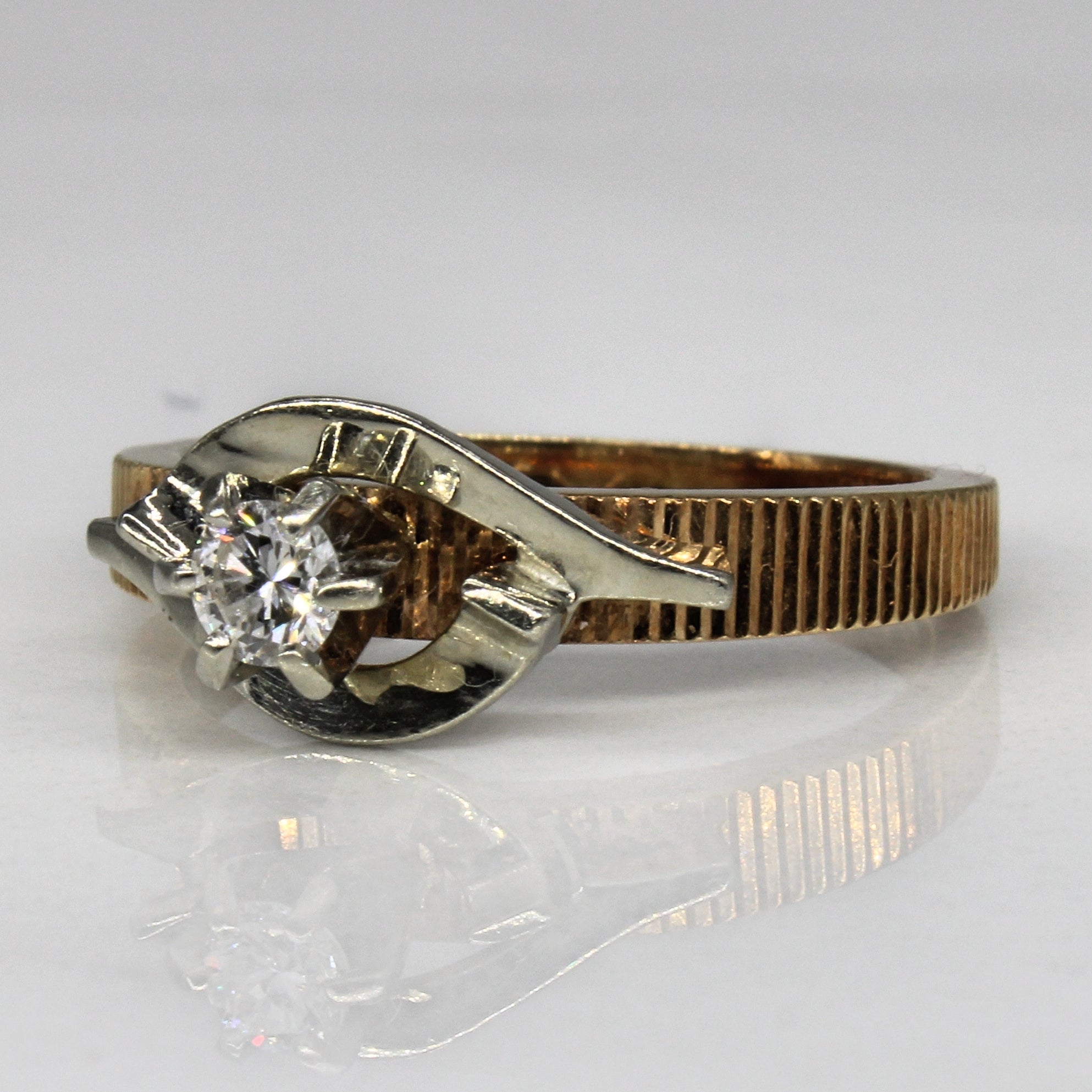Diamond High Set textured Ring | 0.12ct | SZ 4.75 |