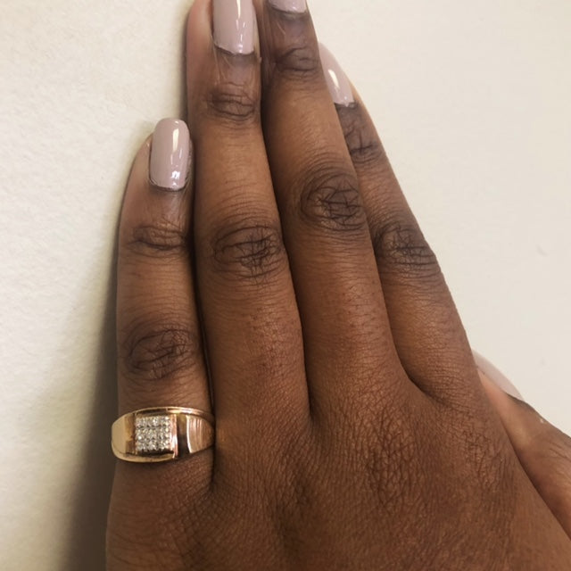Bague à motif quadrillé en diamants | 0,05 ct | Taille 7,5 |